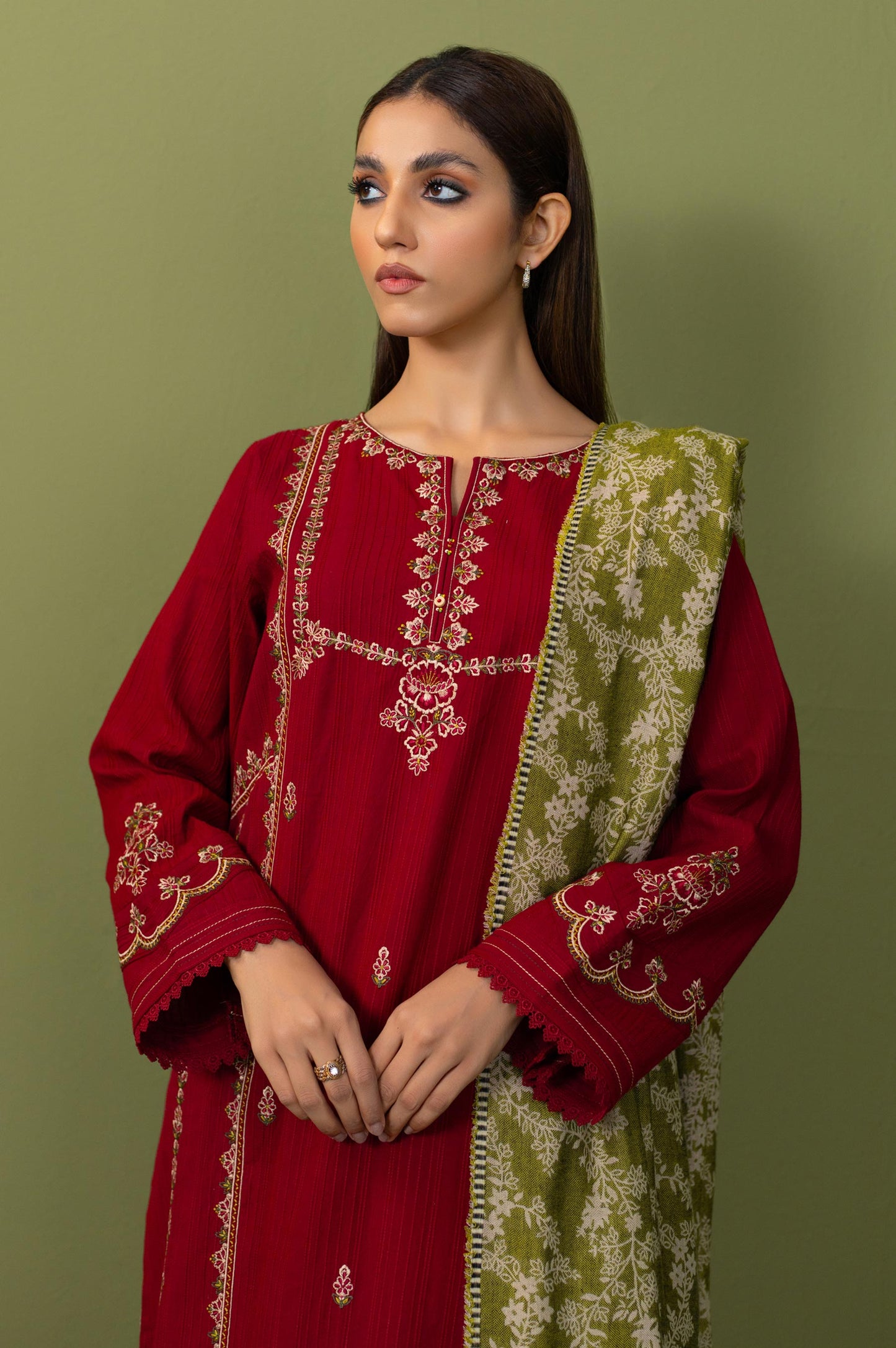 Unstitched 3 Piece Textured Slub Suit