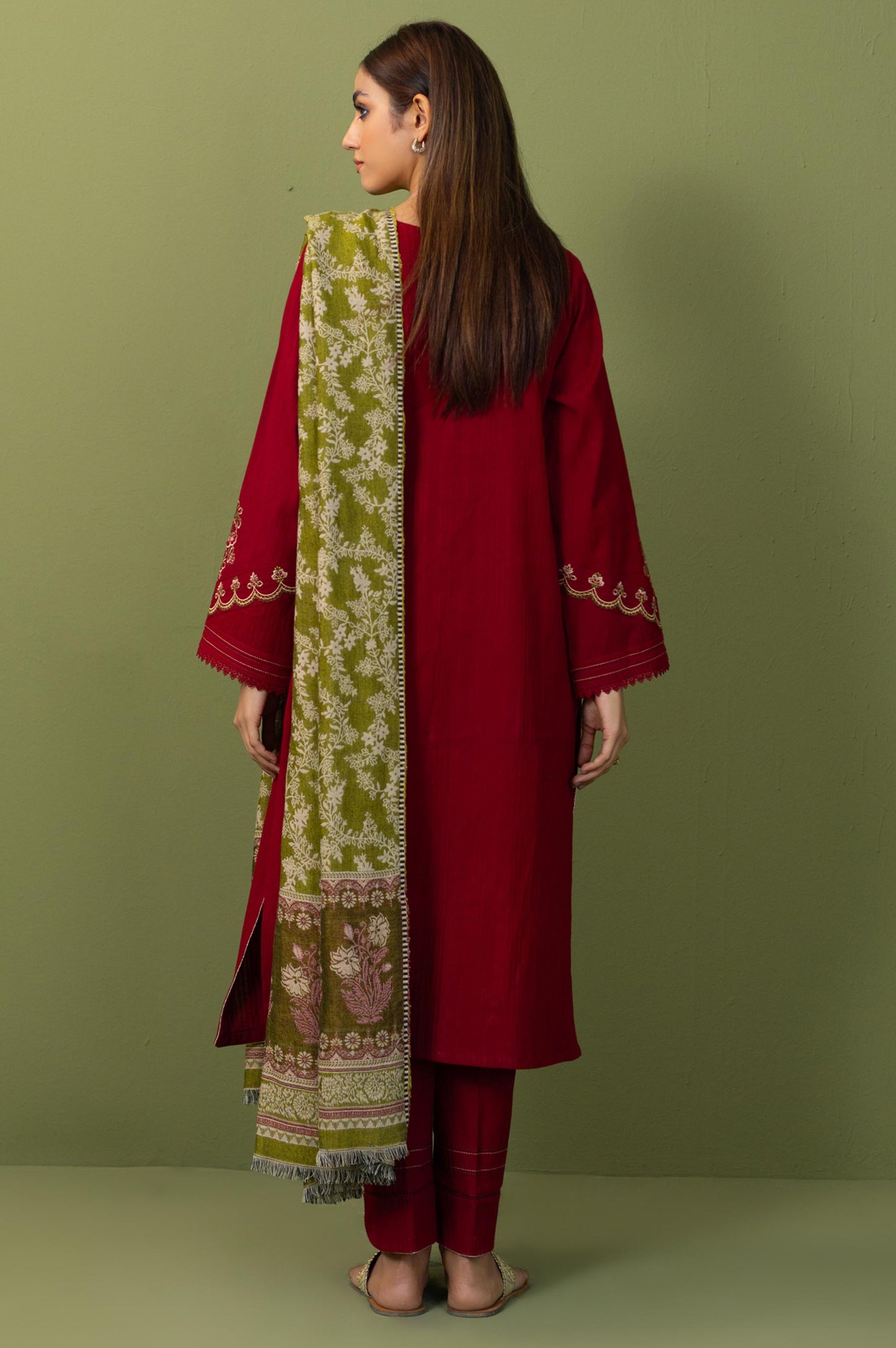 Unstitched 3 Piece Textured Slub Suit
