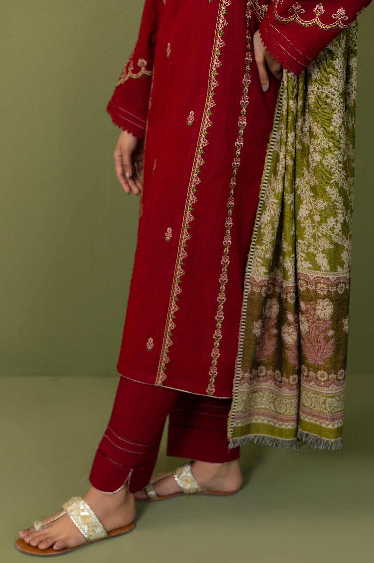 Unstitched 3 Piece Textured Slub Suit
