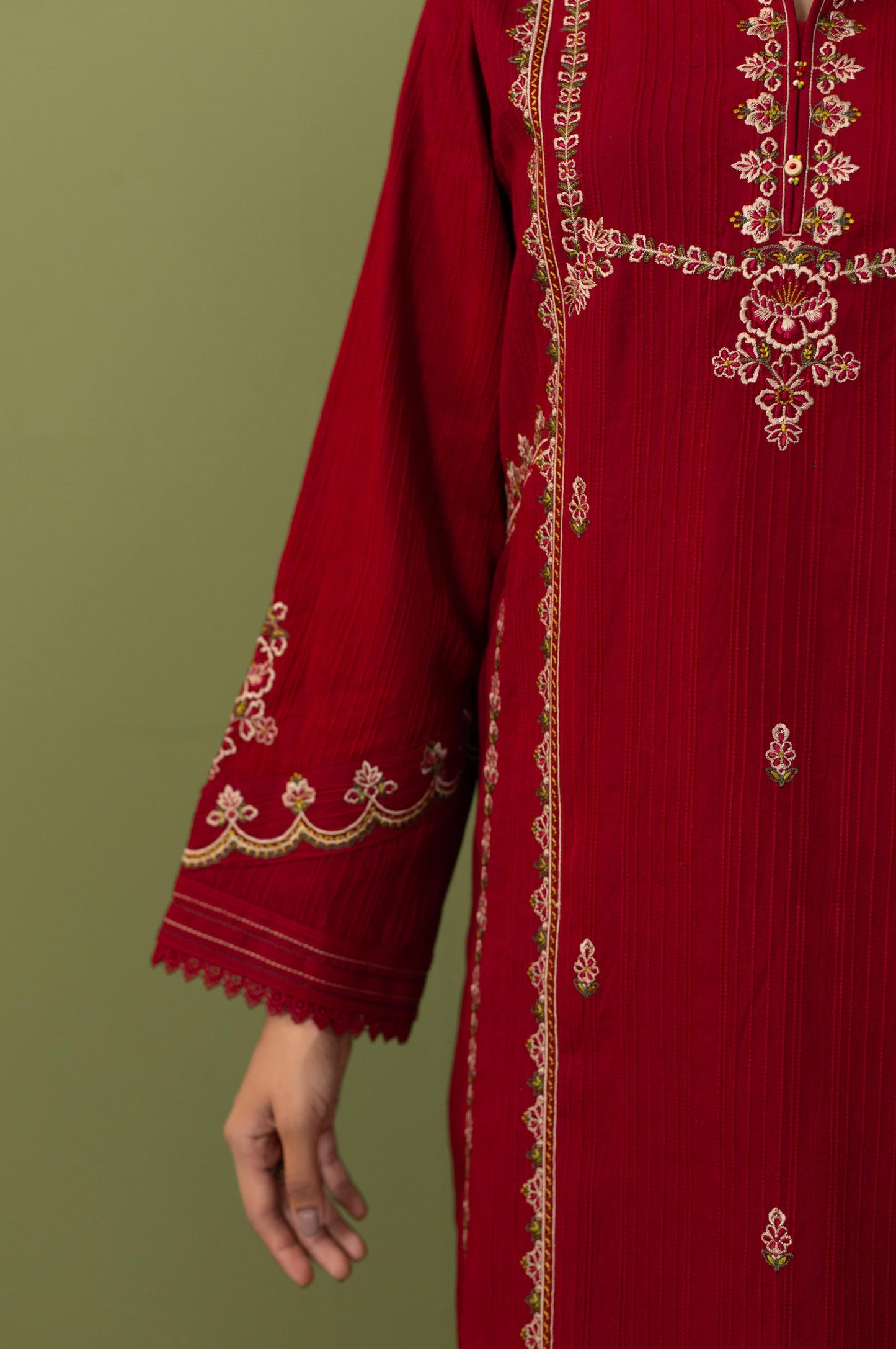 Unstitched 3 Piece Textured Slub Suit