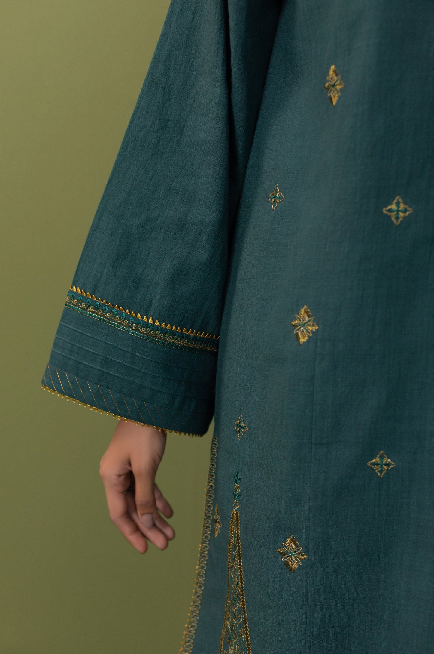 Unstitched 3 Piece Both Side Slub Embroidered Suit