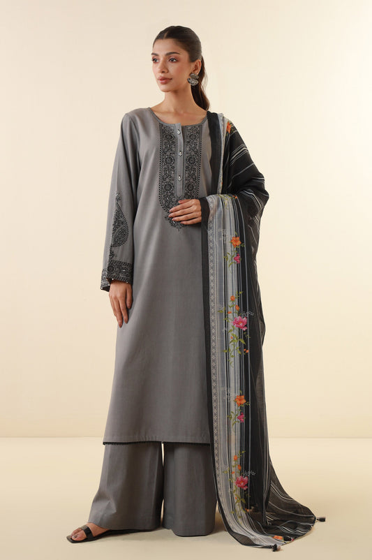 Unstitched 3 Piece Embroidered Lawn Suit