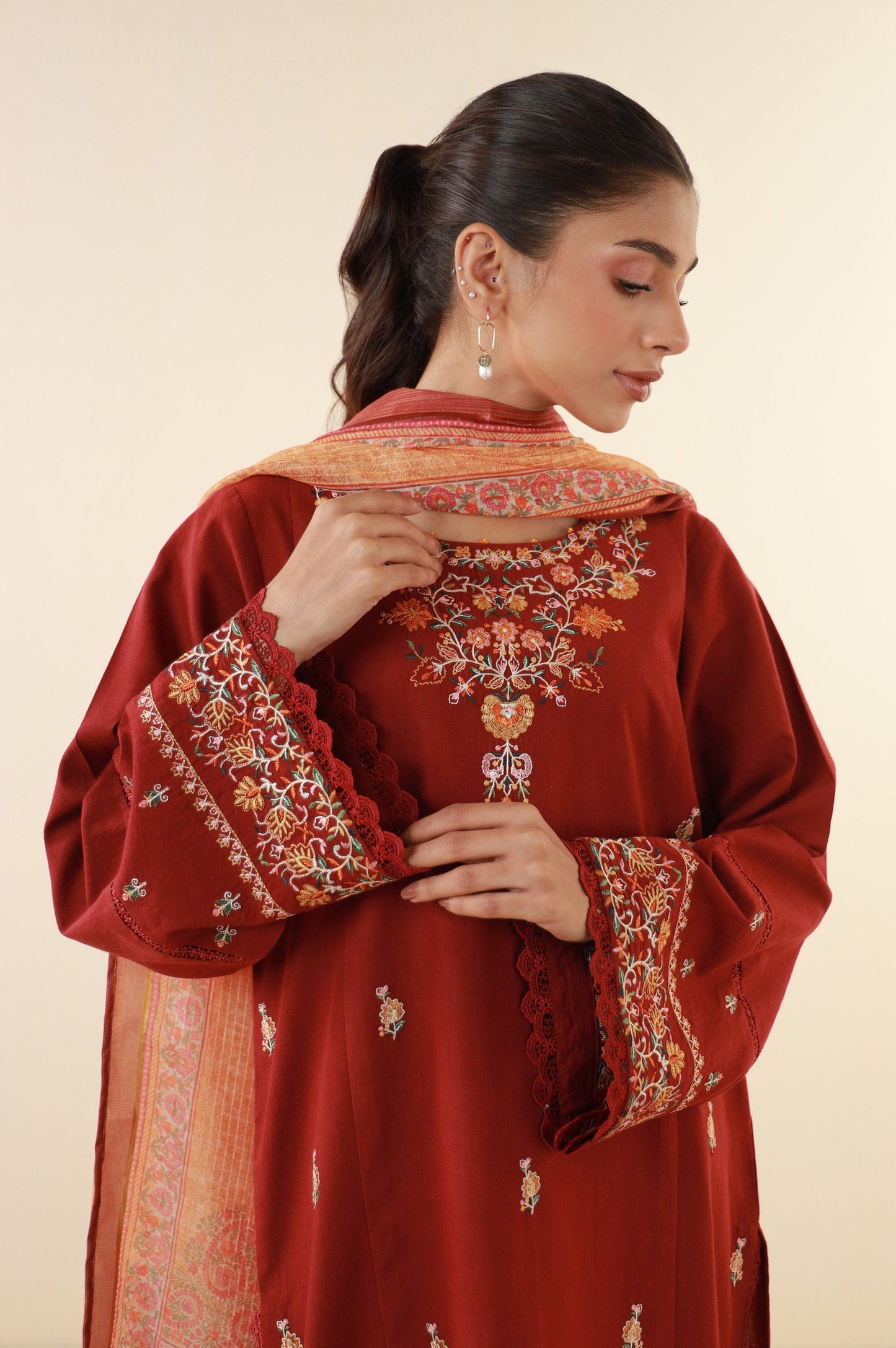 Unstitched 3 Piece Embroidered Lawn Suit