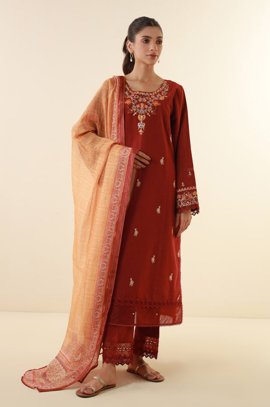 Unstitched 3 Piece Embroidered Lawn Suit