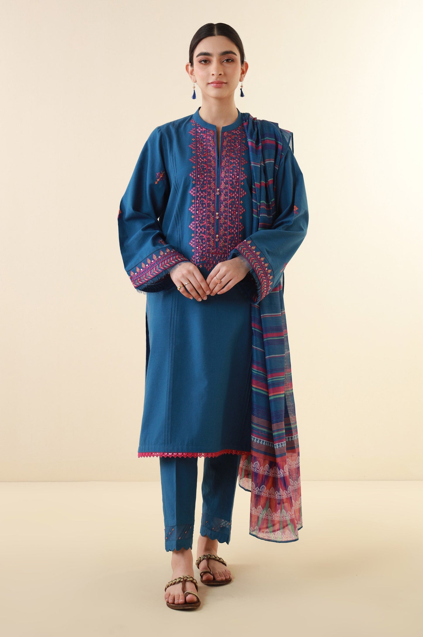 Unstitched 3 Piece Embroidered Lawn Suit