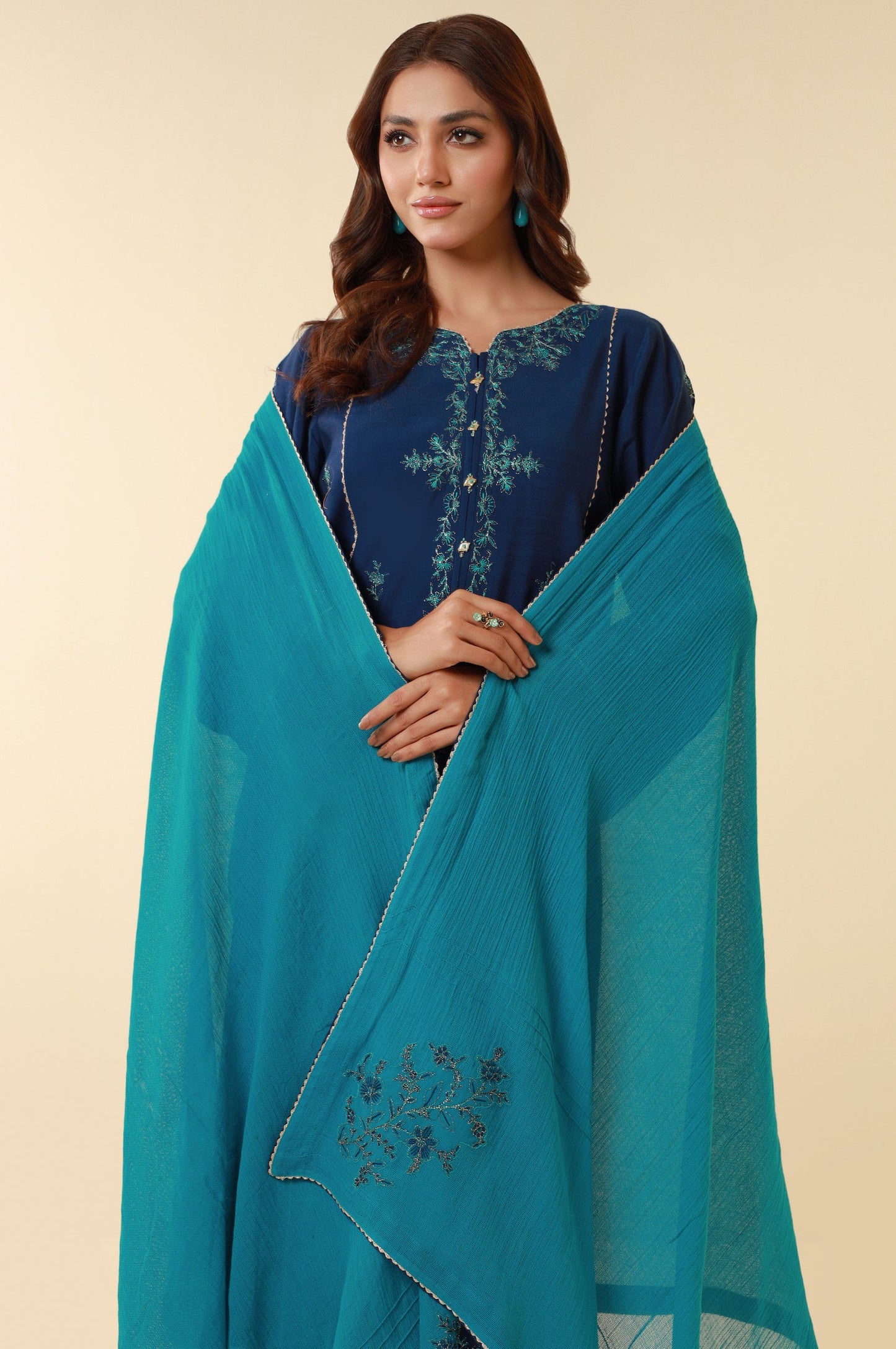 Unstitched 3 Piece Embroidered Dull Raw Silk Suit