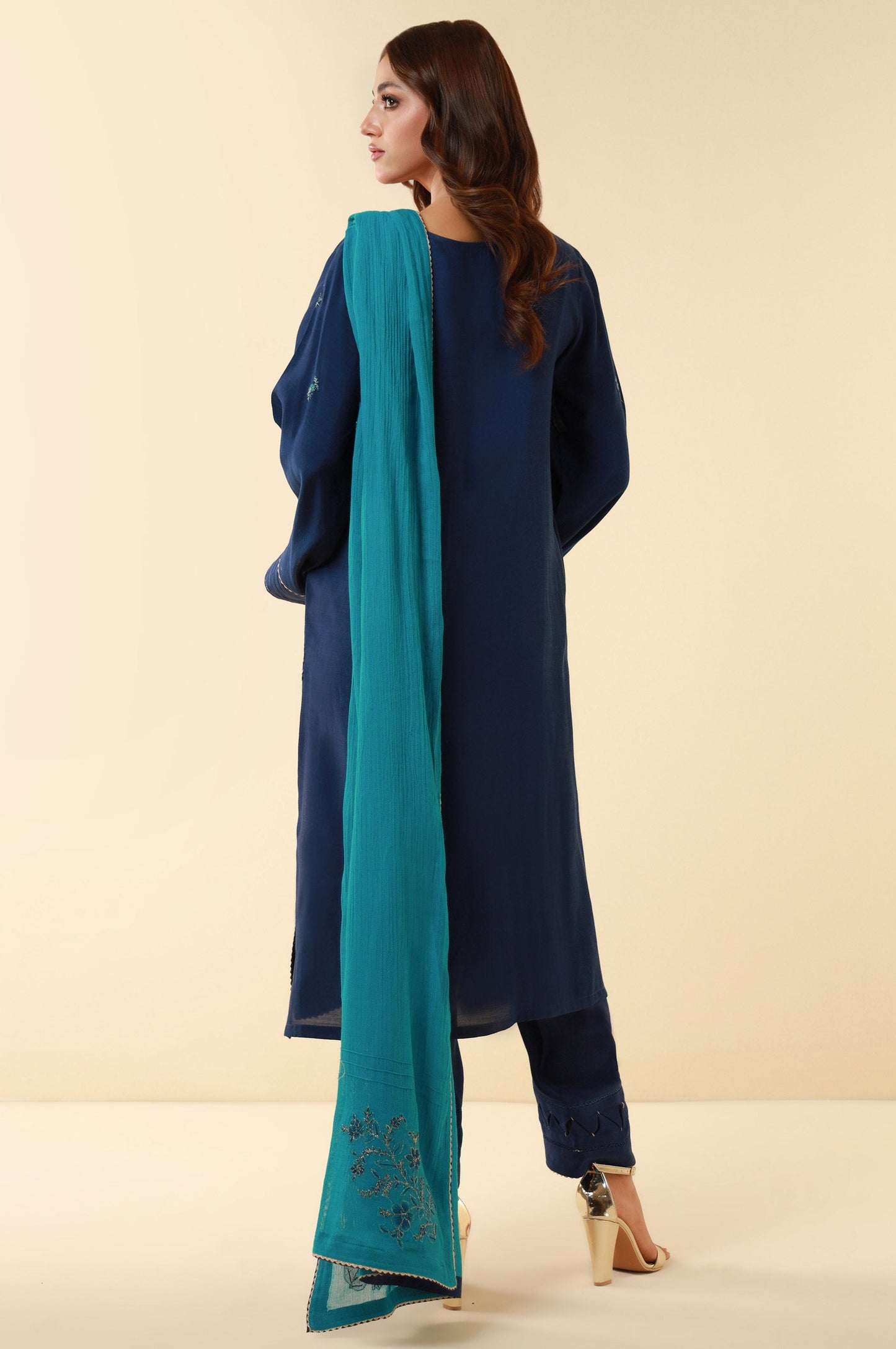 Unstitched 3 Piece Embroidered Dull Raw Silk Suit