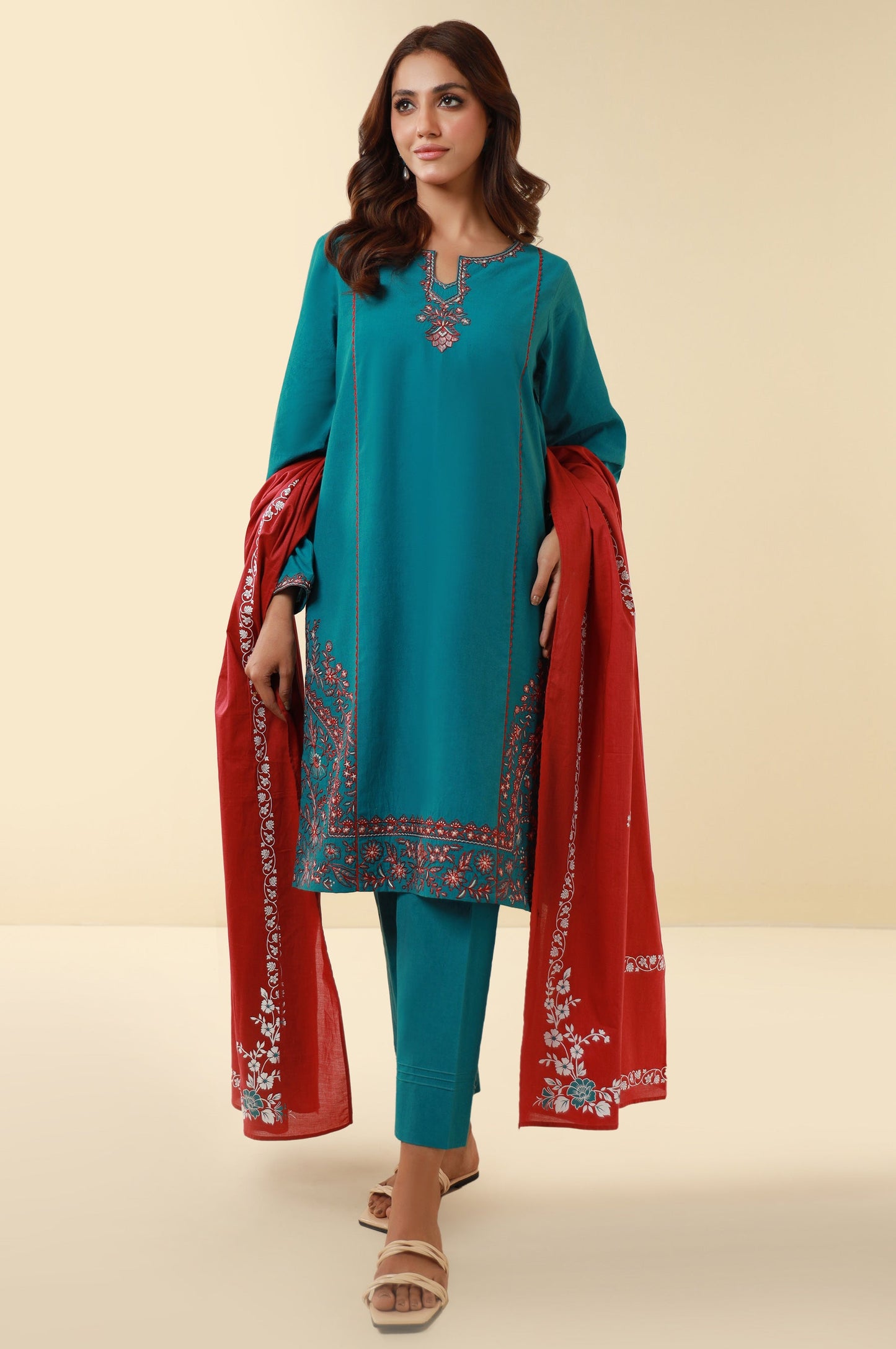Unstitched 3 Piece Embroidered Lawn Suit