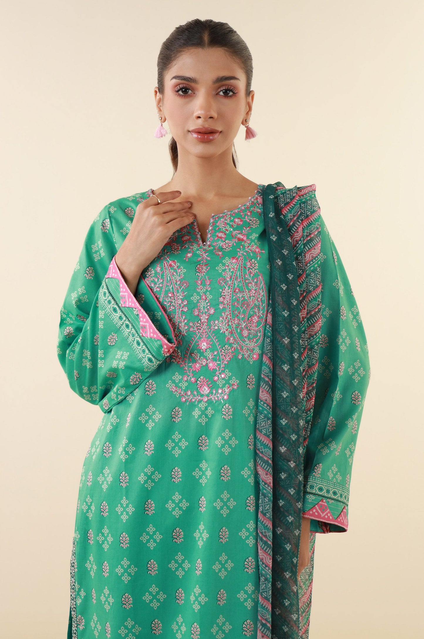 Unstitched 3 Piece Embroidered Lawn Suit