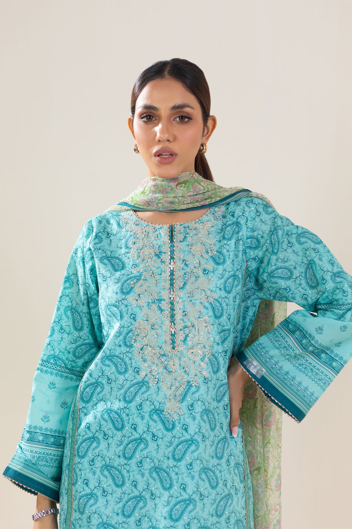 Unstitched 3 Piece Embroidered Lawn Suit