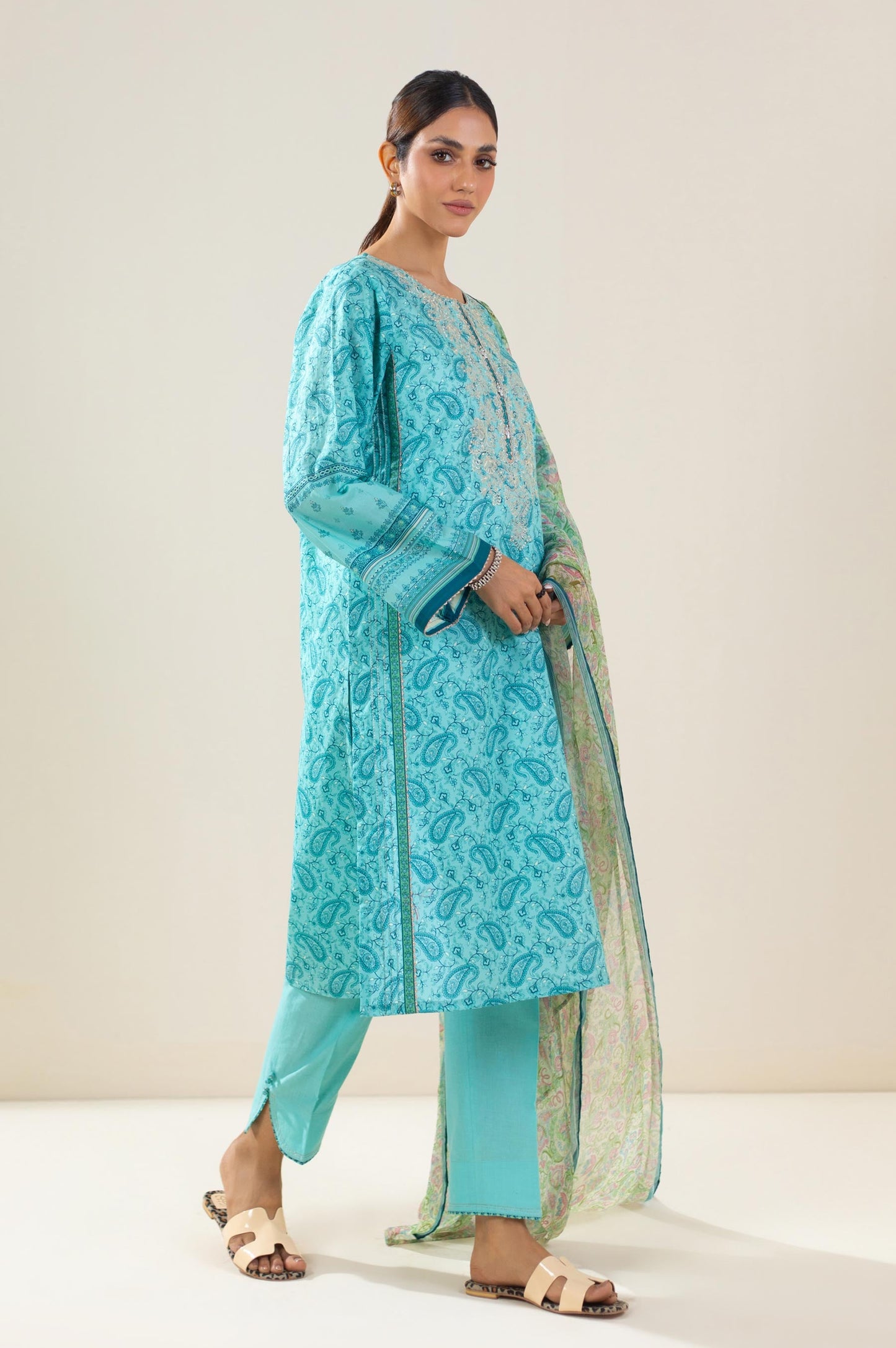 Stitched 3 Piece Embroidered Lawn Suit