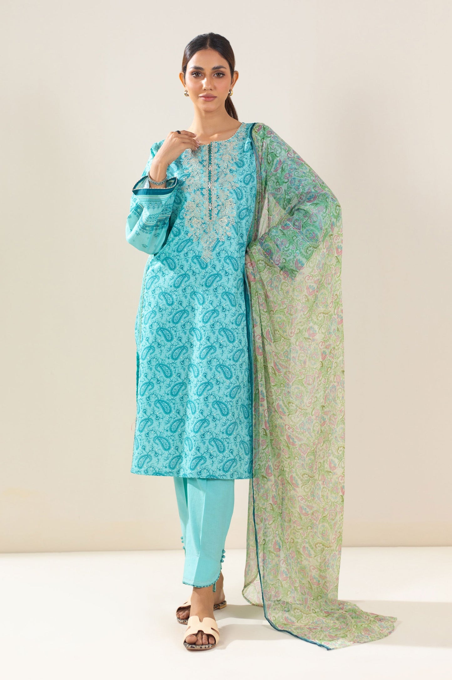 Unstitched 3 Piece Embroidered Lawn Suit