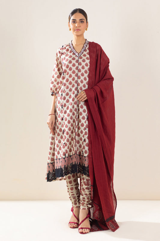 Unstitched 3 Piece Printed Cambric Suit
