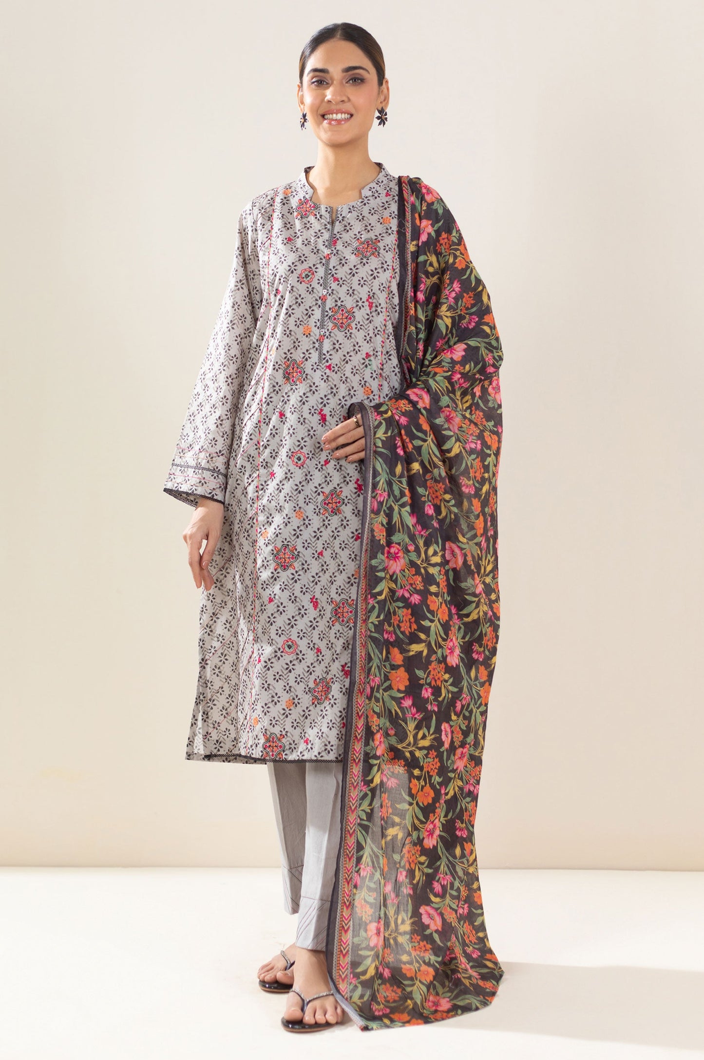 Stitched 3 Piece Embroidered Lawn Suit