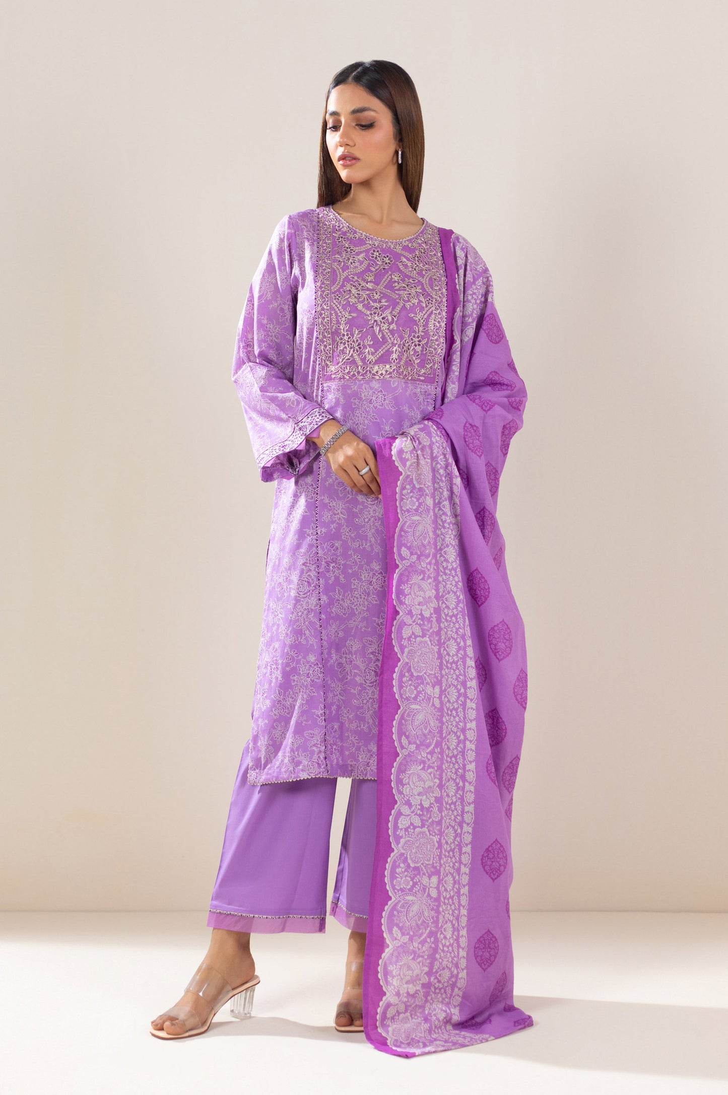 Unstitched 3 Piece Embroidered Lawn Suit