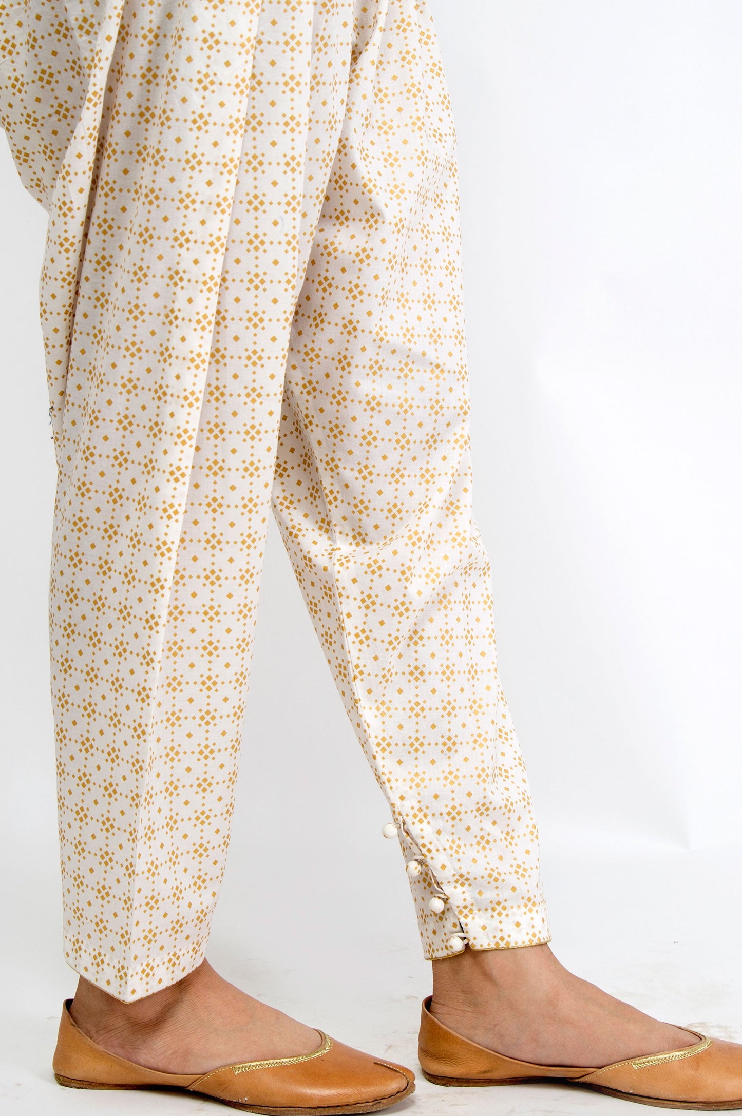 Embellished Cambric Shalwar - Gold Paste