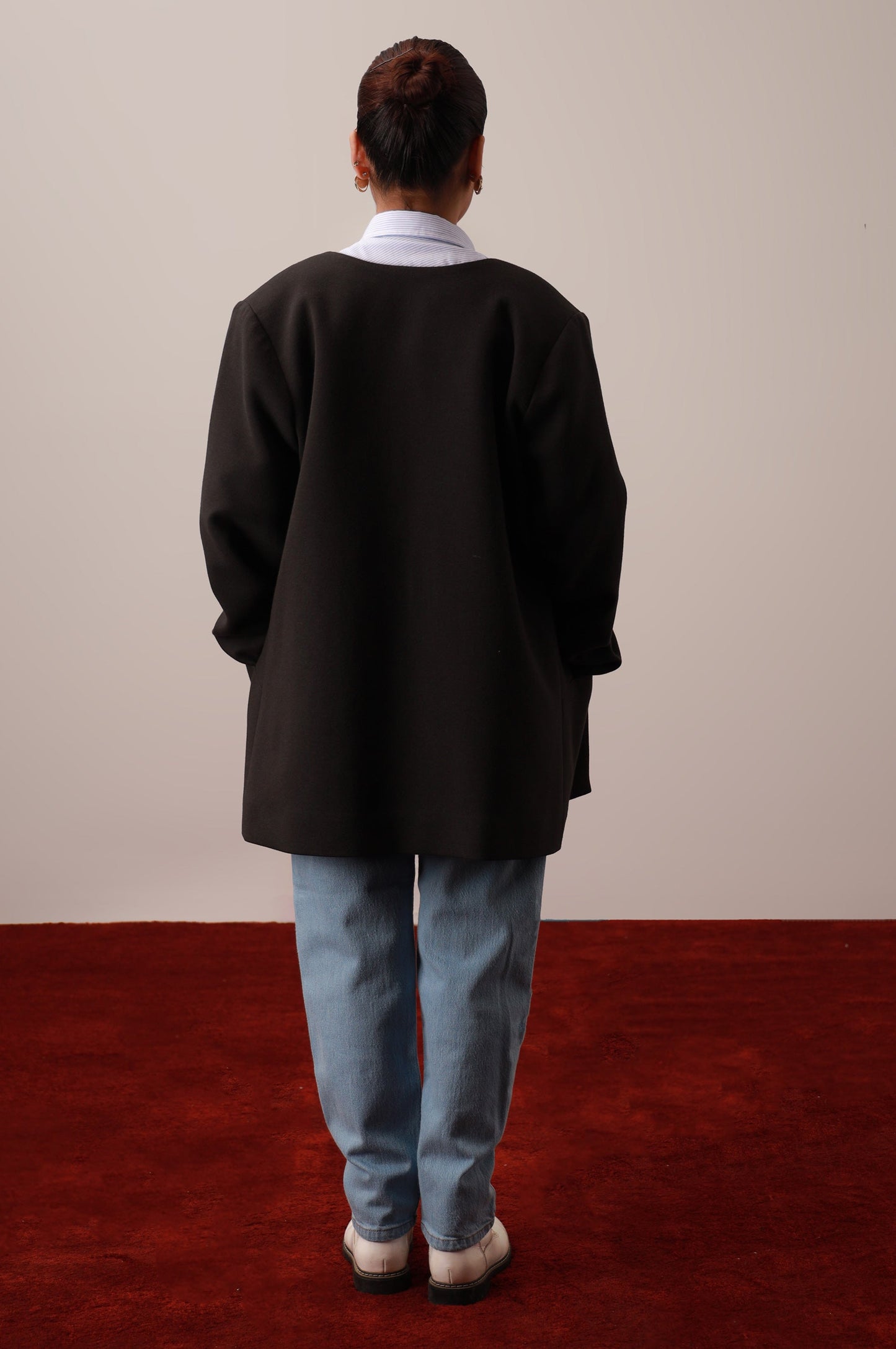 Black Front Open Blazer