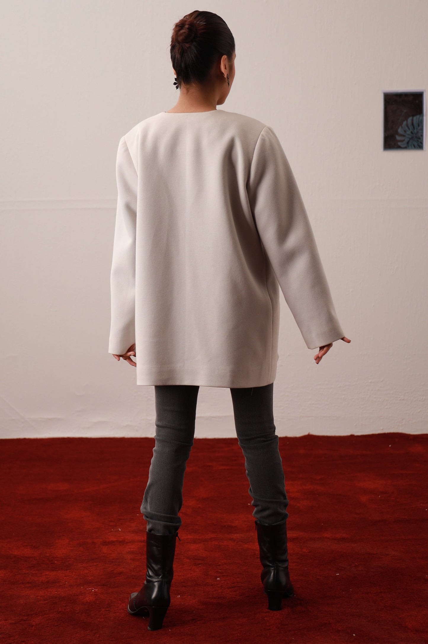 Grey Front Open Blazer