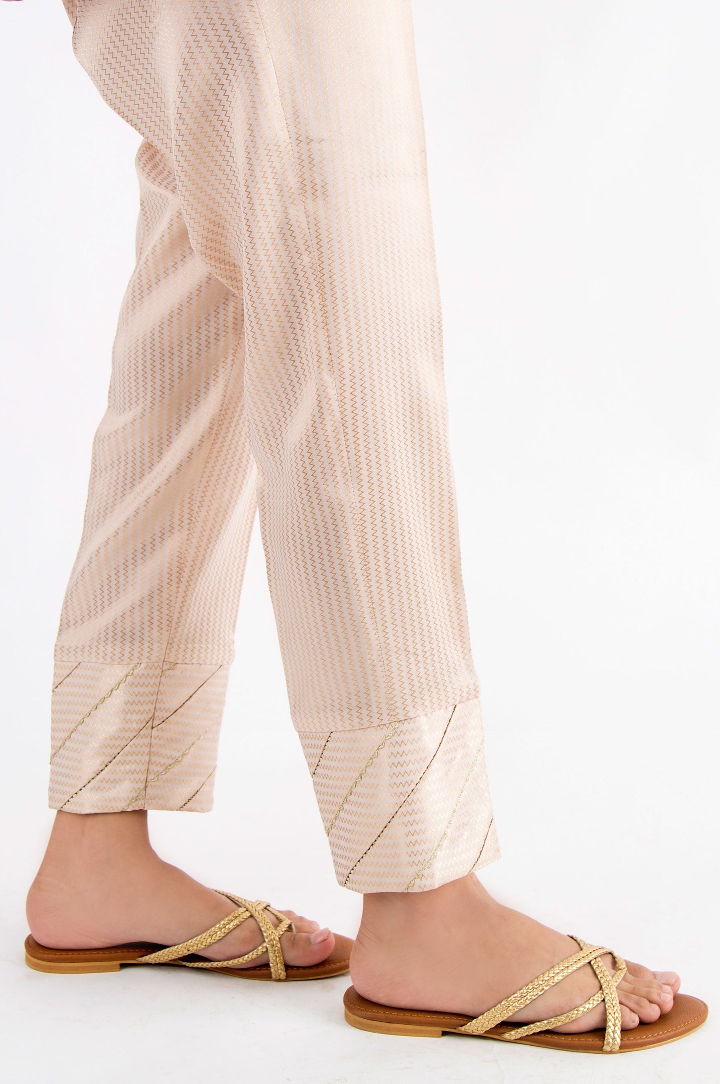 Embellished Cigarette Pants - Gold
