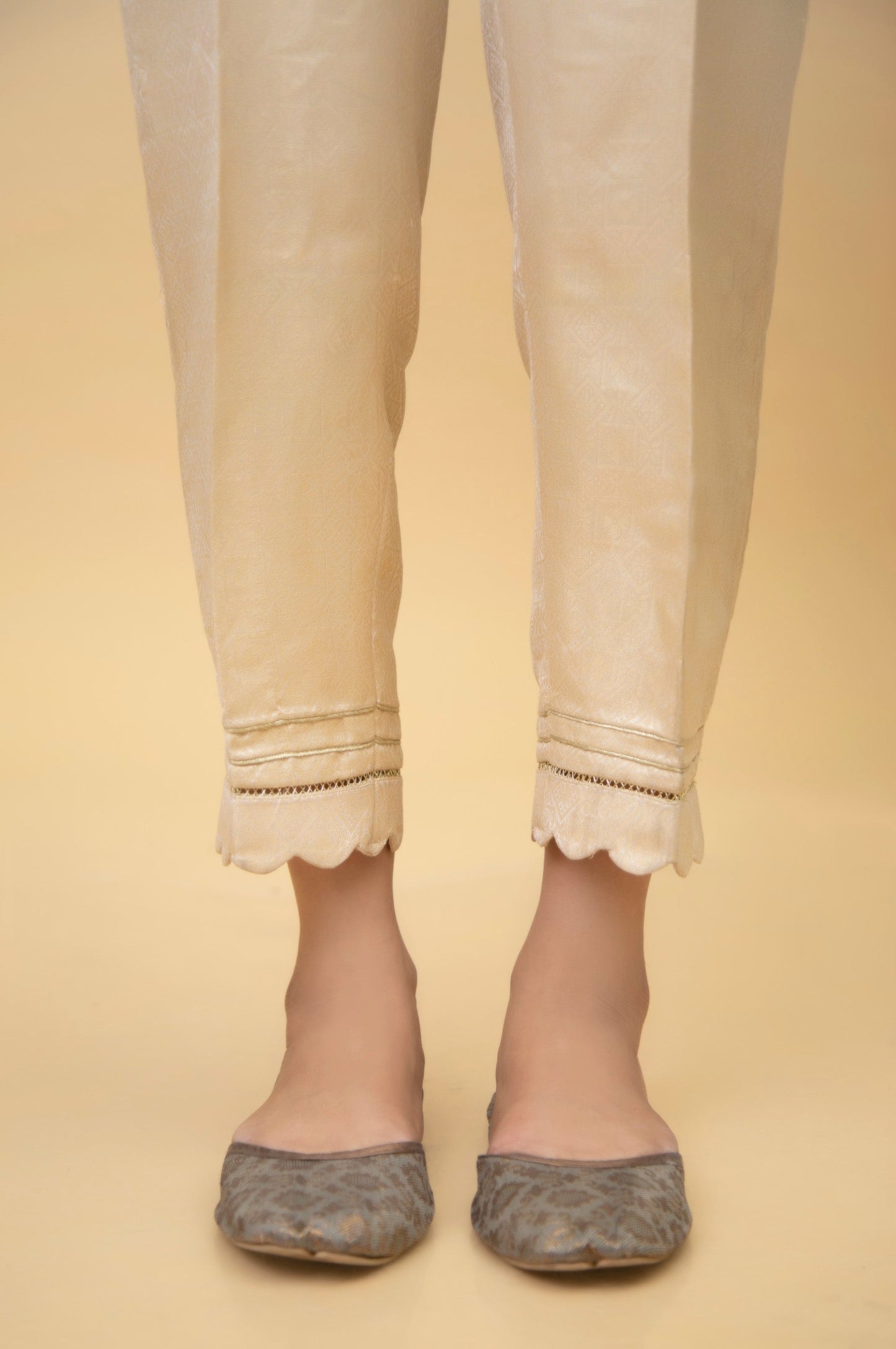 Stylized Jamawar Cigarette Pants - Off-White