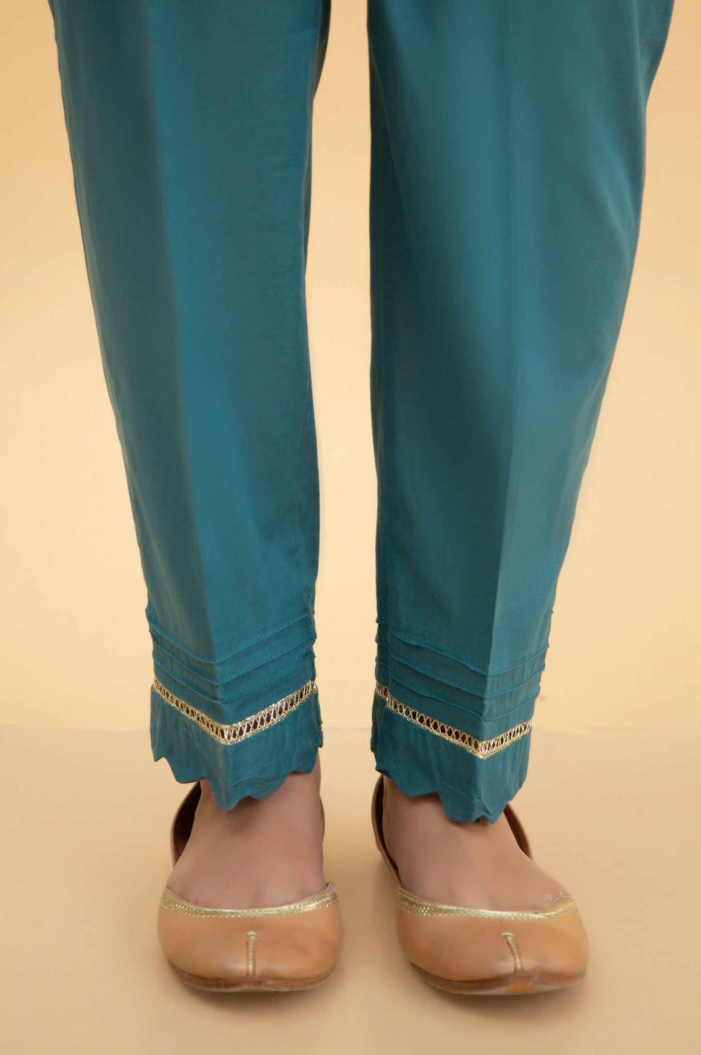 Basic Cambric Cigarette Pants - Blue