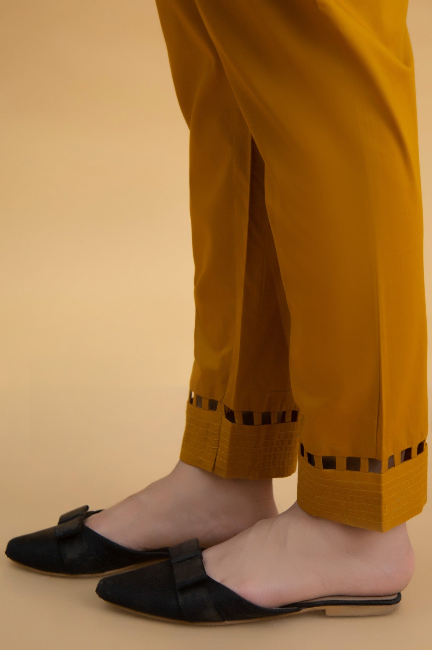 Basic Cambric Cigarette Pants - Mustard