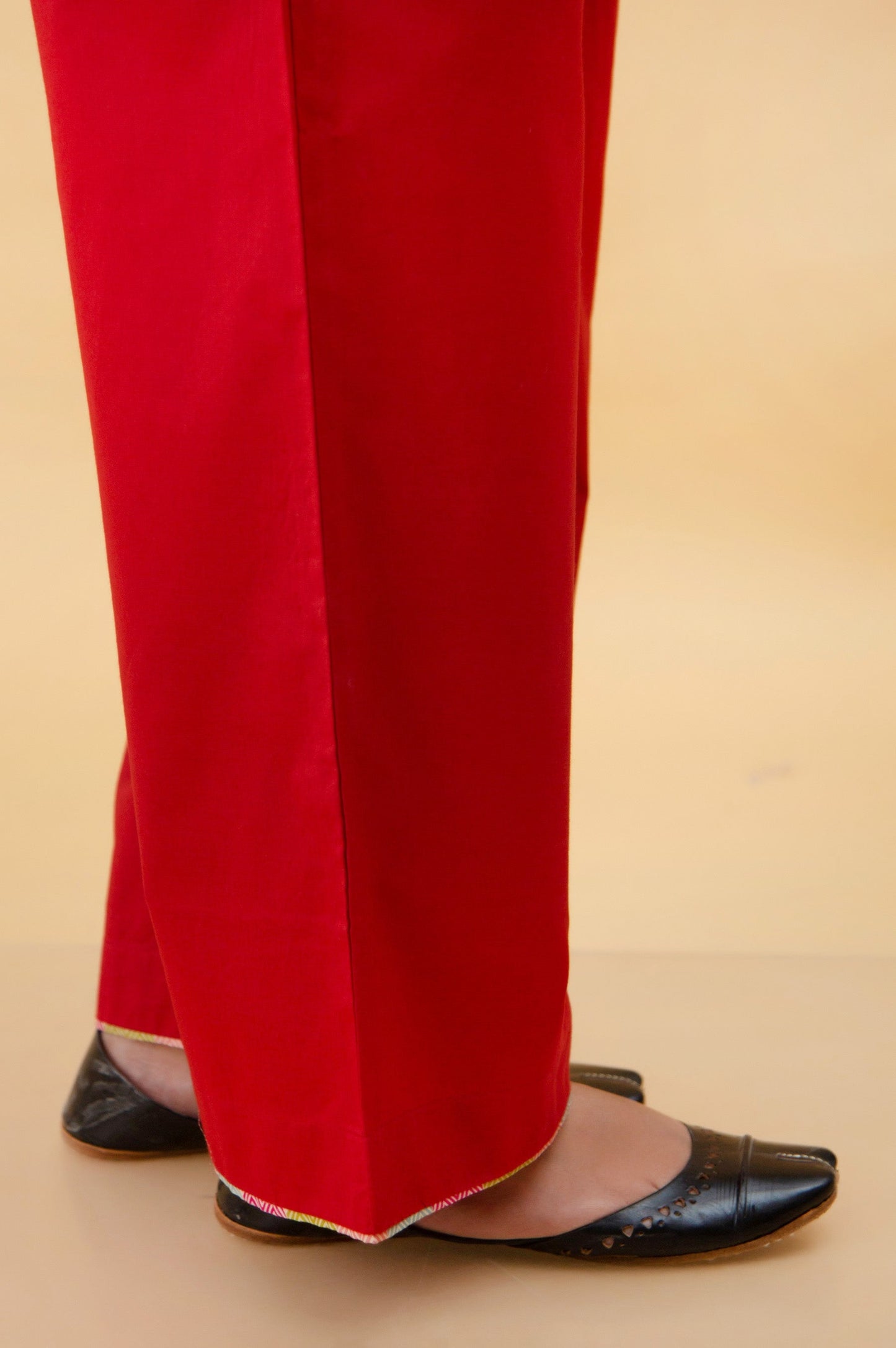 Basic Cambric Cigarette Pants - Red