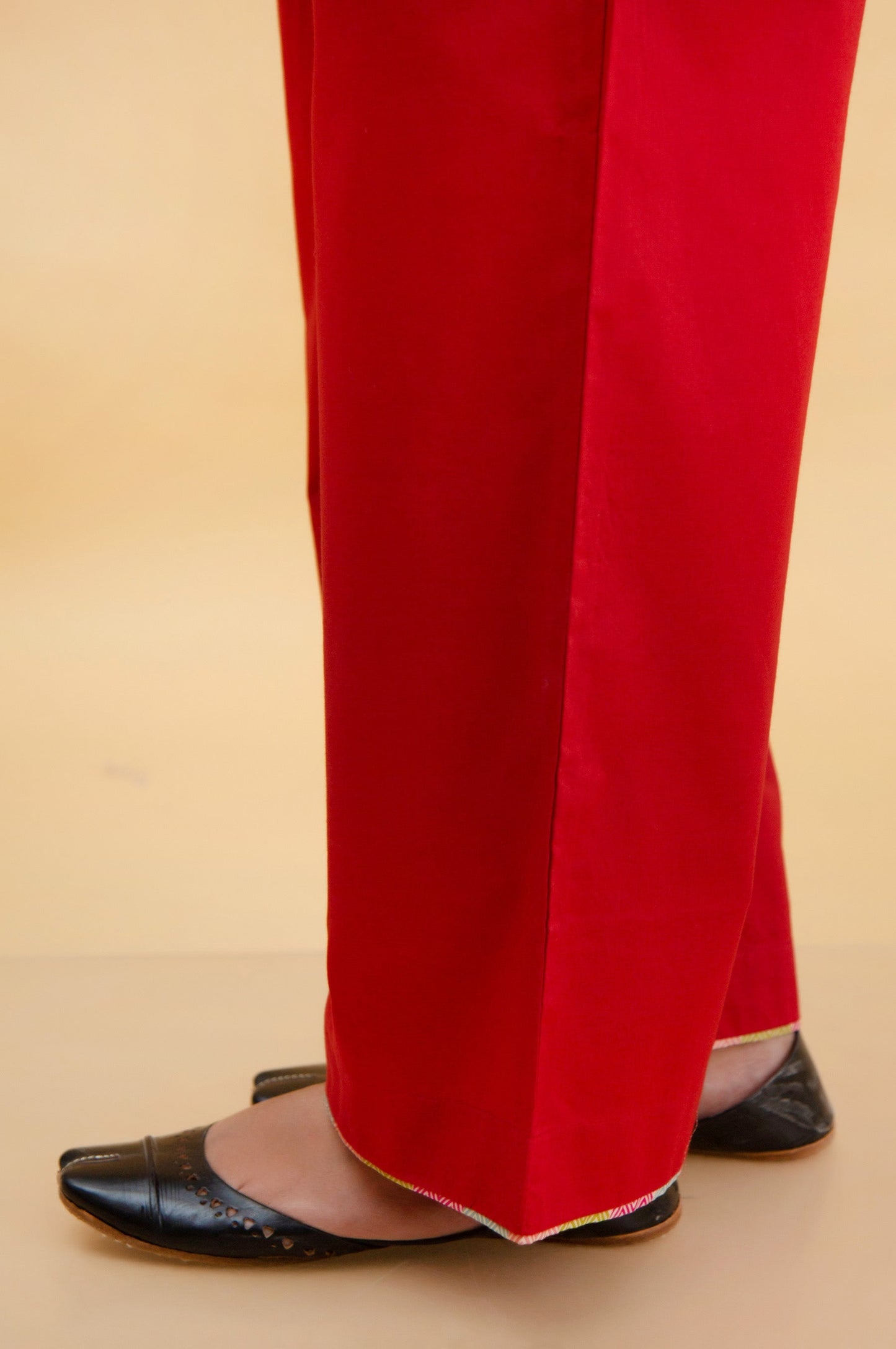 Basic Cambric Cigarette Pants - Red