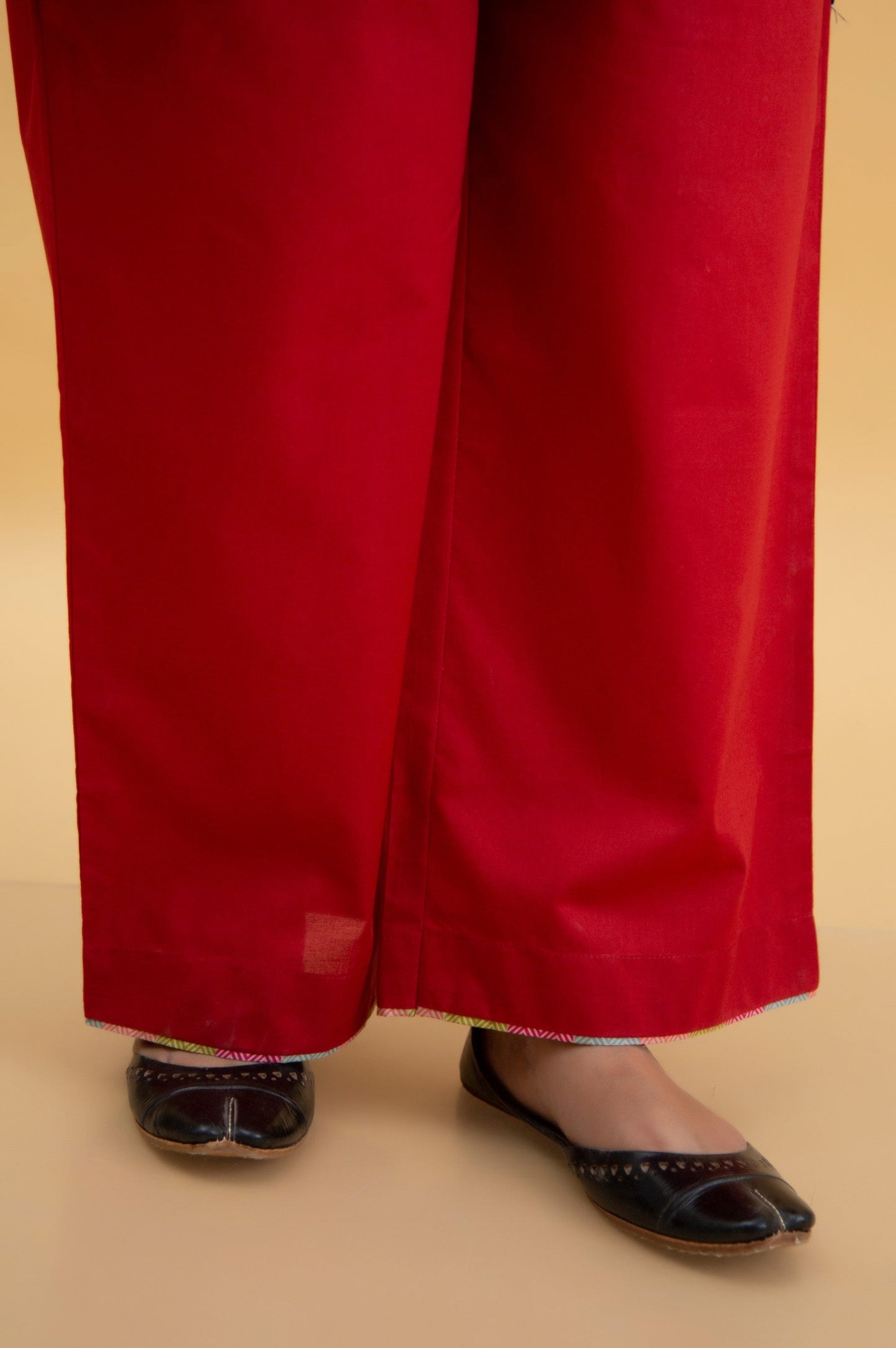 Basic Cambric Cigarette Pants - Red