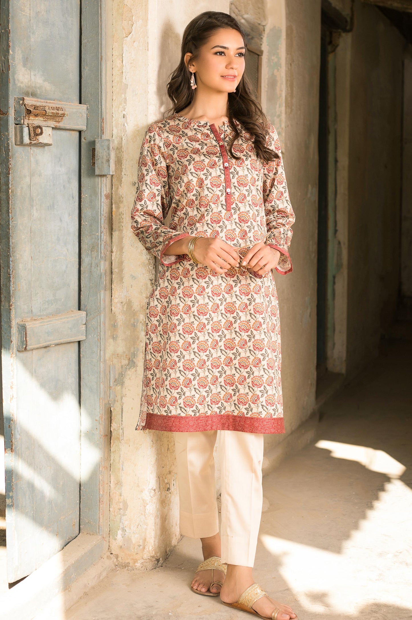 Stitched 1 Piece Digital Printed Cotton Satin Shirt