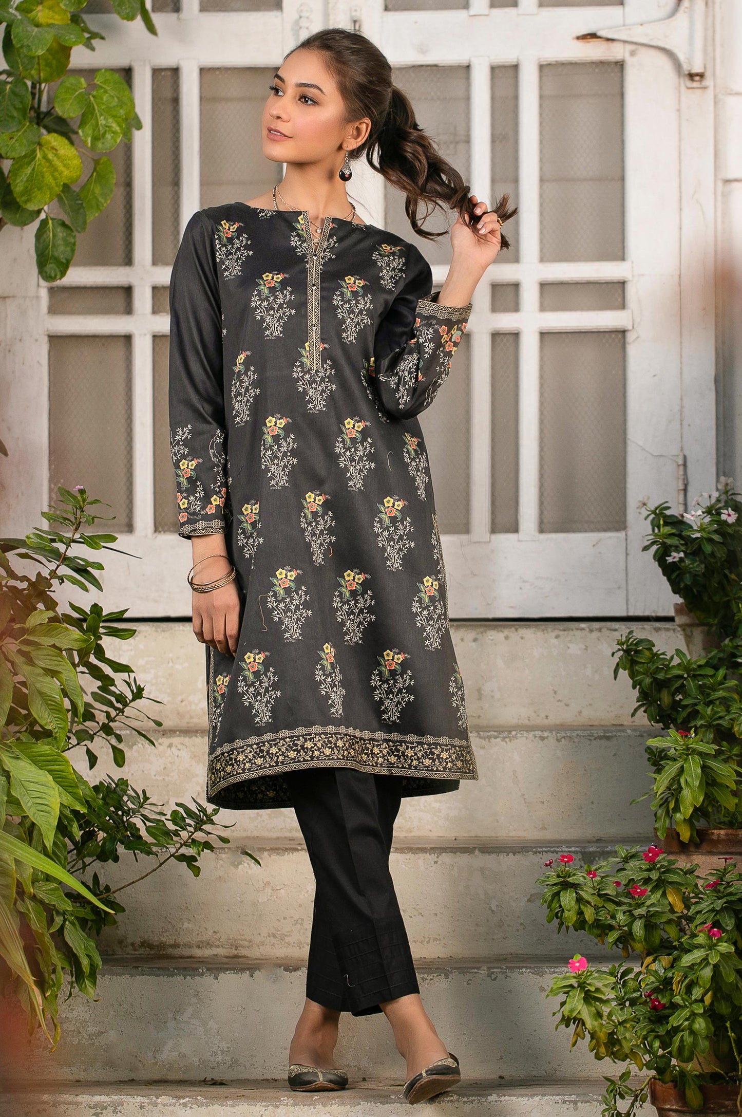 Stitched 1 Piece Digital Printed Cotton Satin Shirt