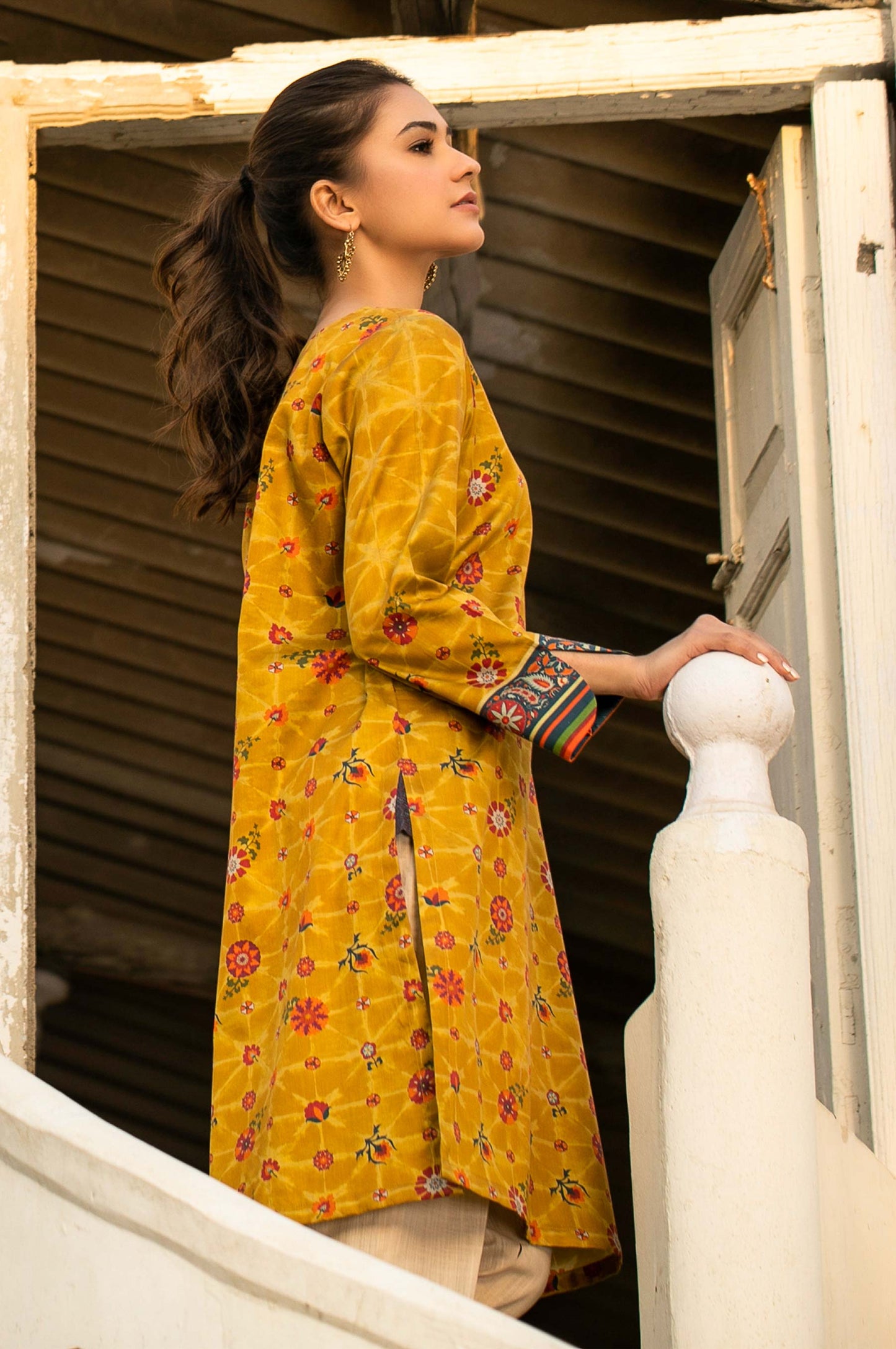 Stitched 1 Piece Digital Printed Cotton Satin Shirt