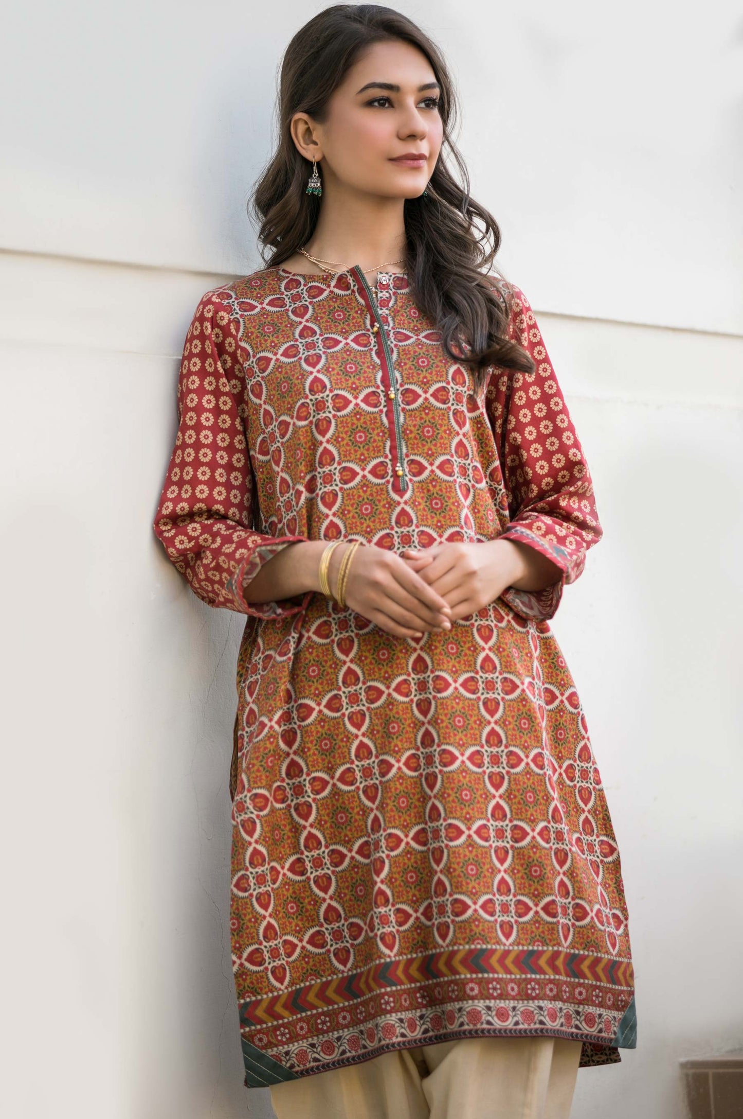 Stitched 1 Piece Digital Printed Cotton Satin Shirt