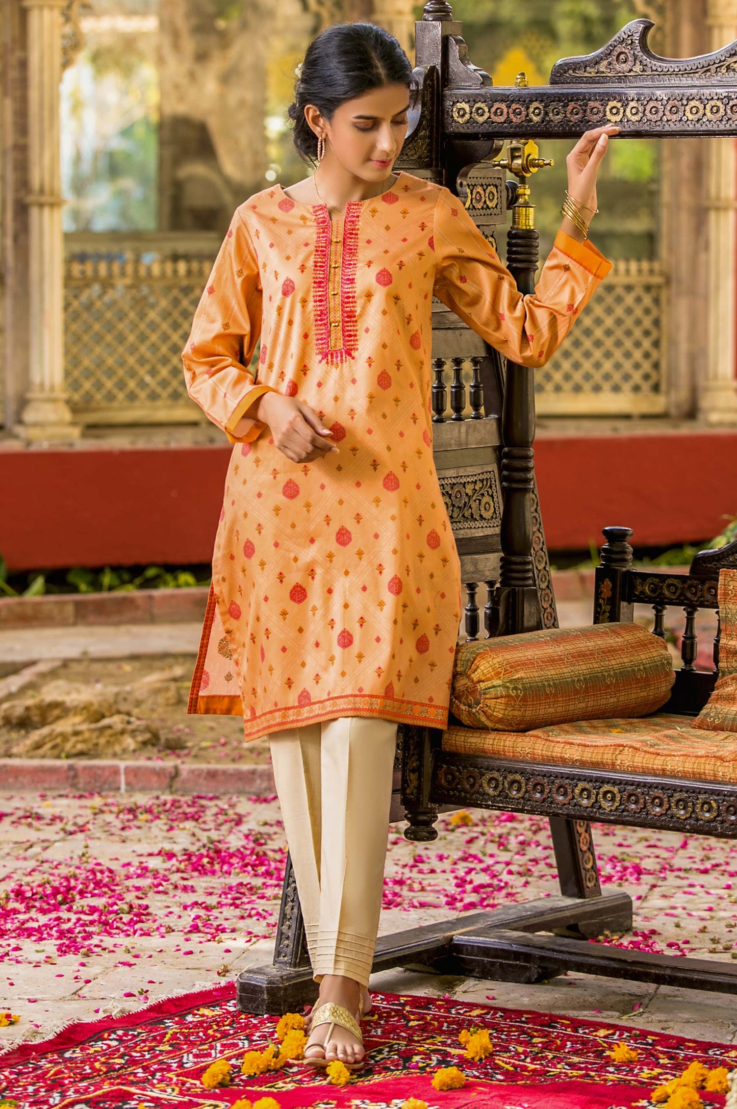 Stitched 1 Piece Digital Printed Cotton Satin Shirt