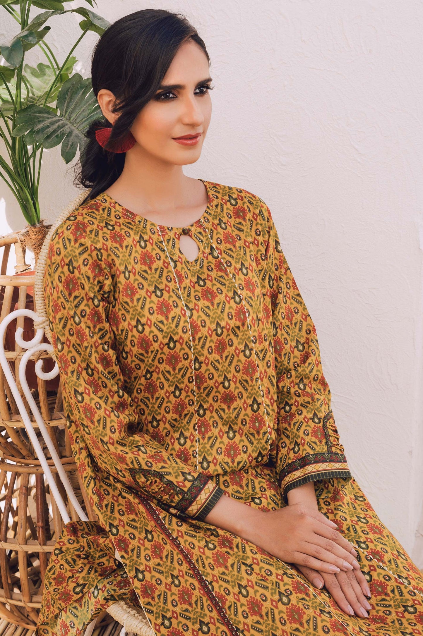 Stitched 1 Piece Digital Printed Cotton Satin Shirt