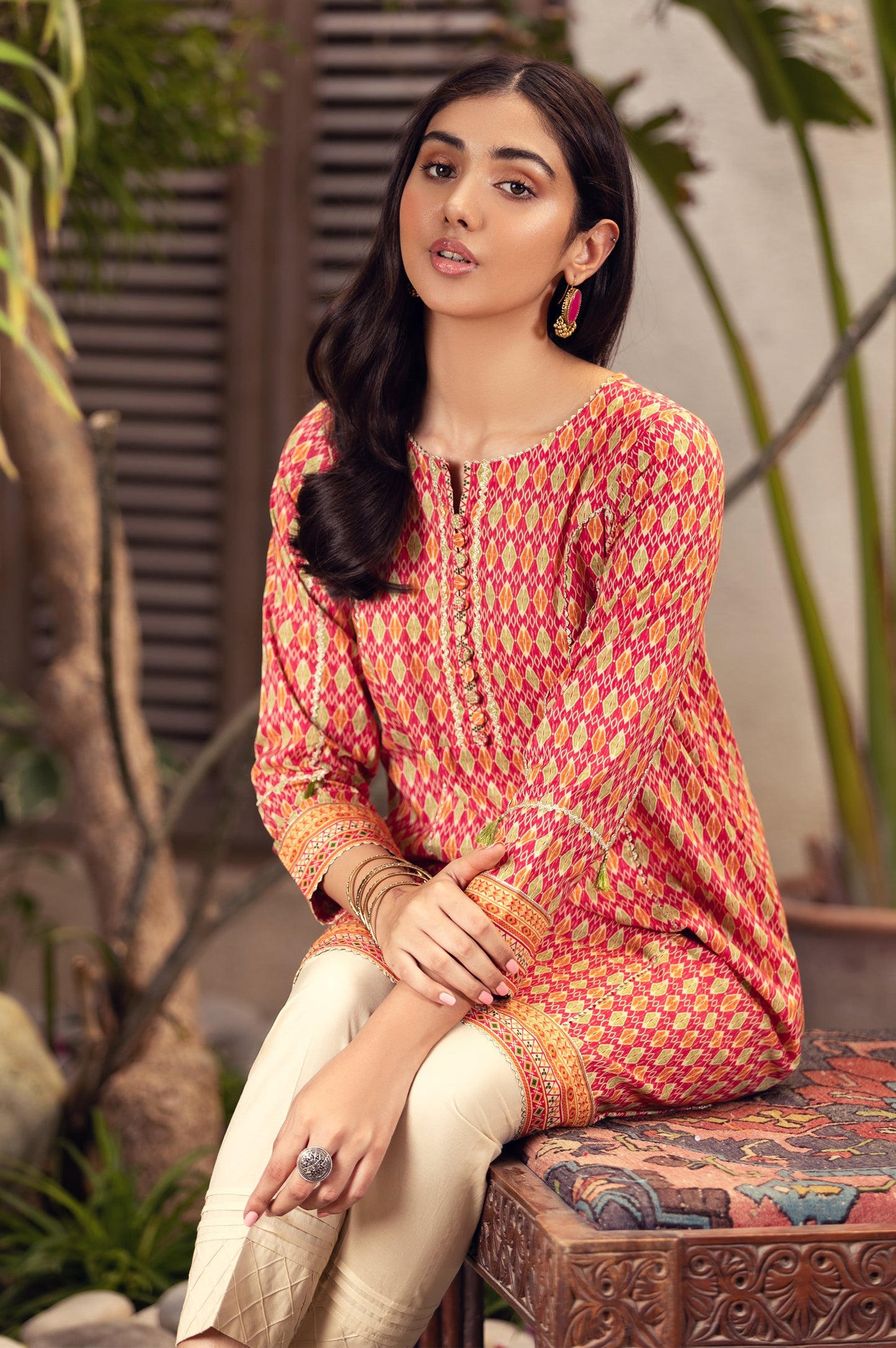 Stitched 1 Piece Digital Printed Cotton Satin Shirt