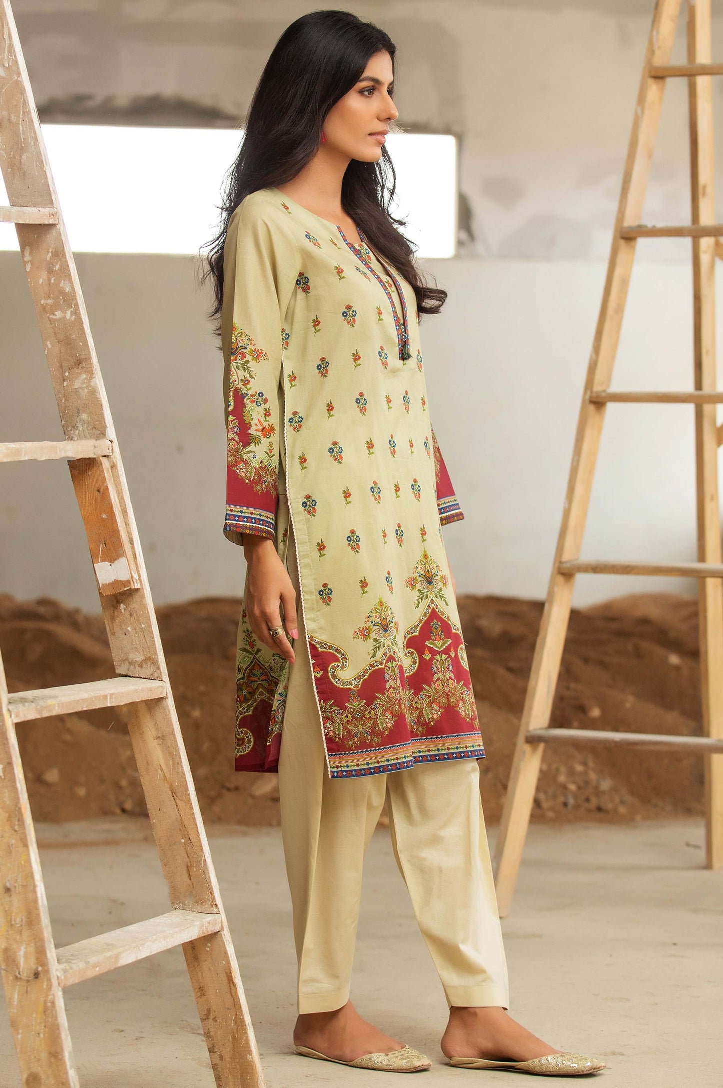 Stitched 1 Piece Digital Printed Cotton Satin Shirt