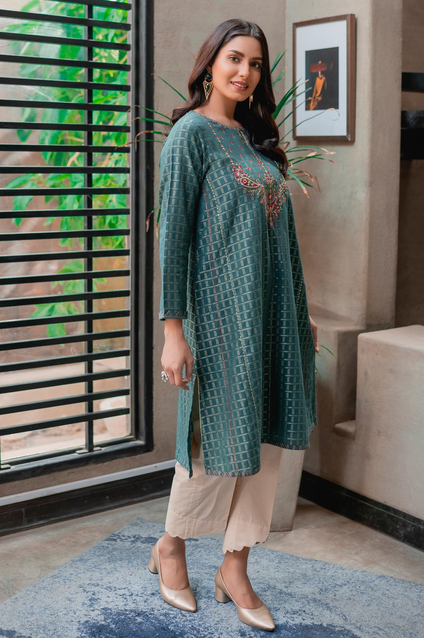 Stitched 1 Piece Embroidered Maysuri Jacquard Shirt
