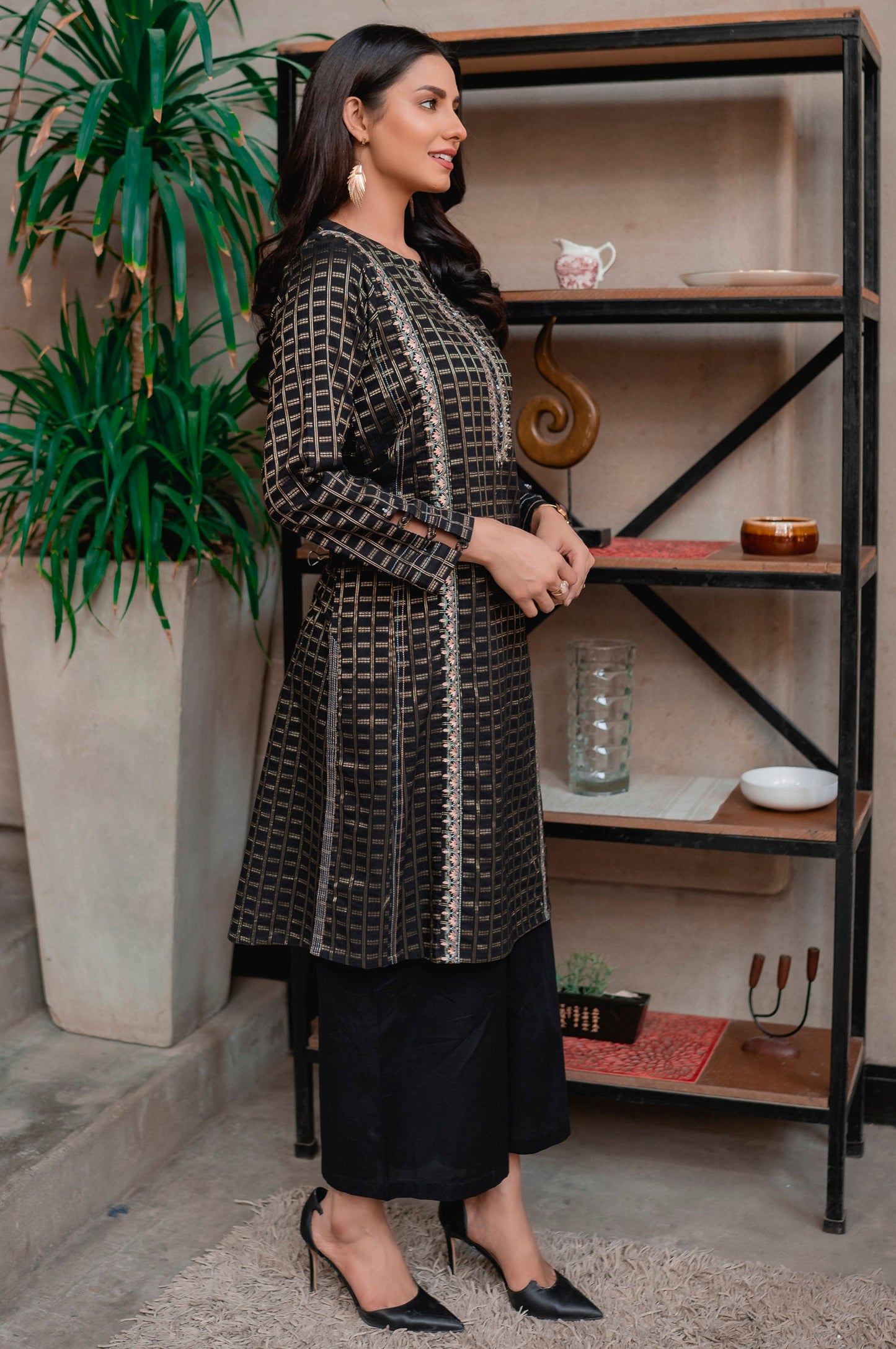 Stitched 1 Piece Embroidered Maysuri Jacquard Shirt