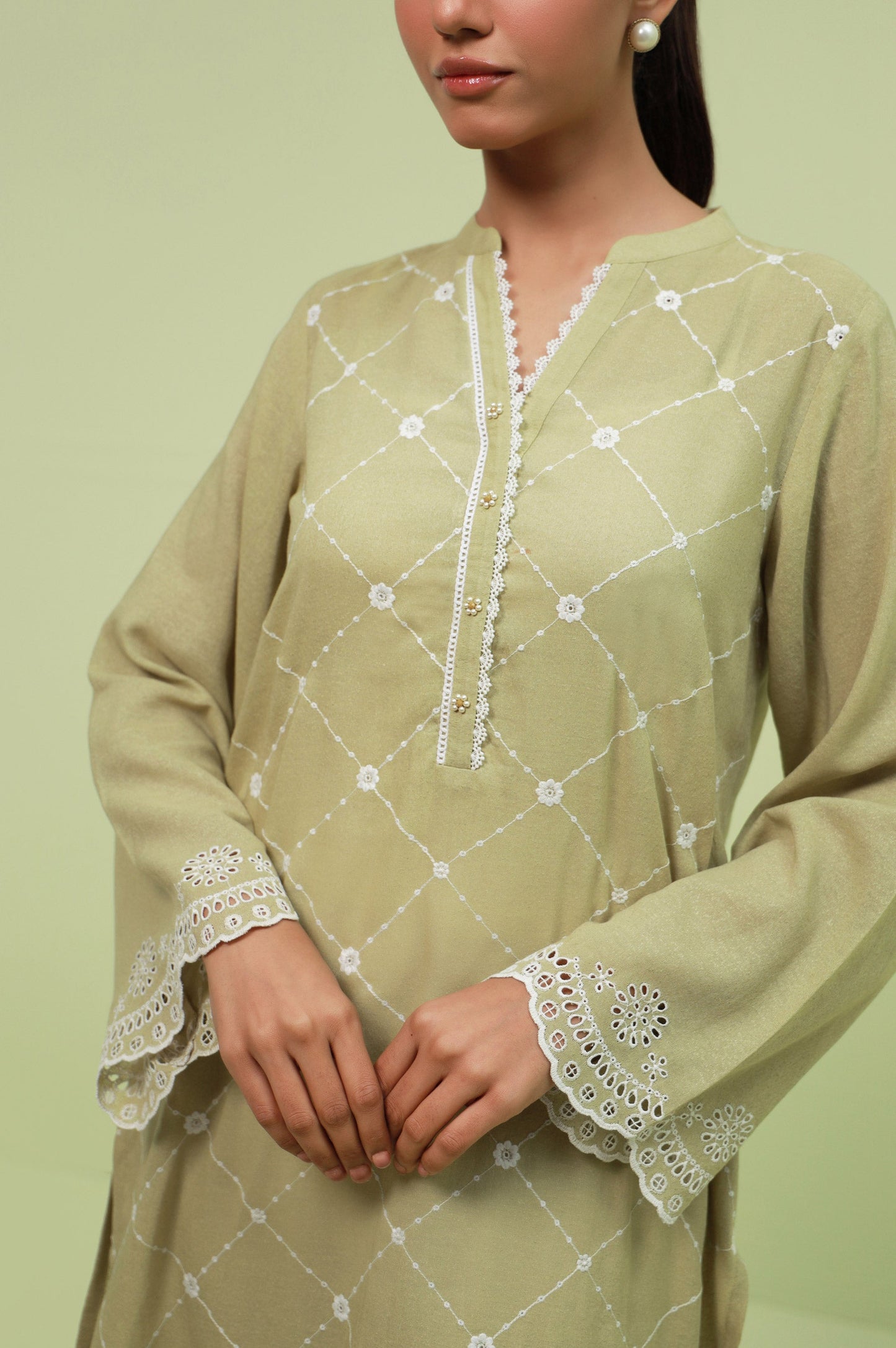 Stitched 1 Piece Textured Lawn Chikankari Embroidered Shirt