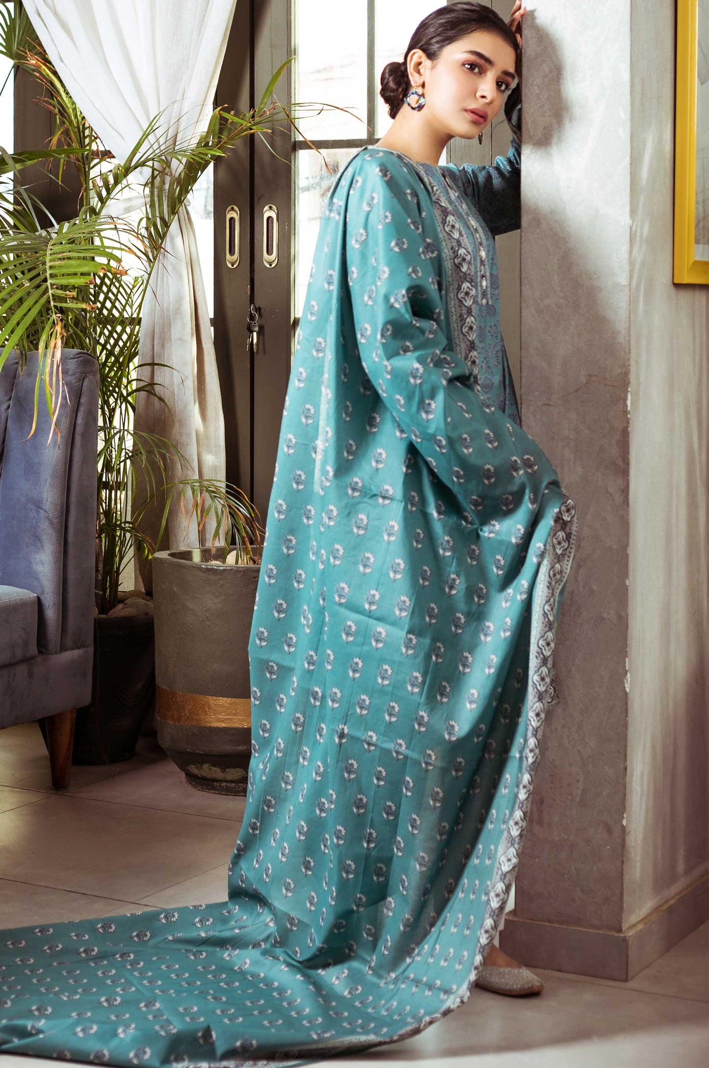 Stitched 2 Piece Digital Printed Cambric Suit