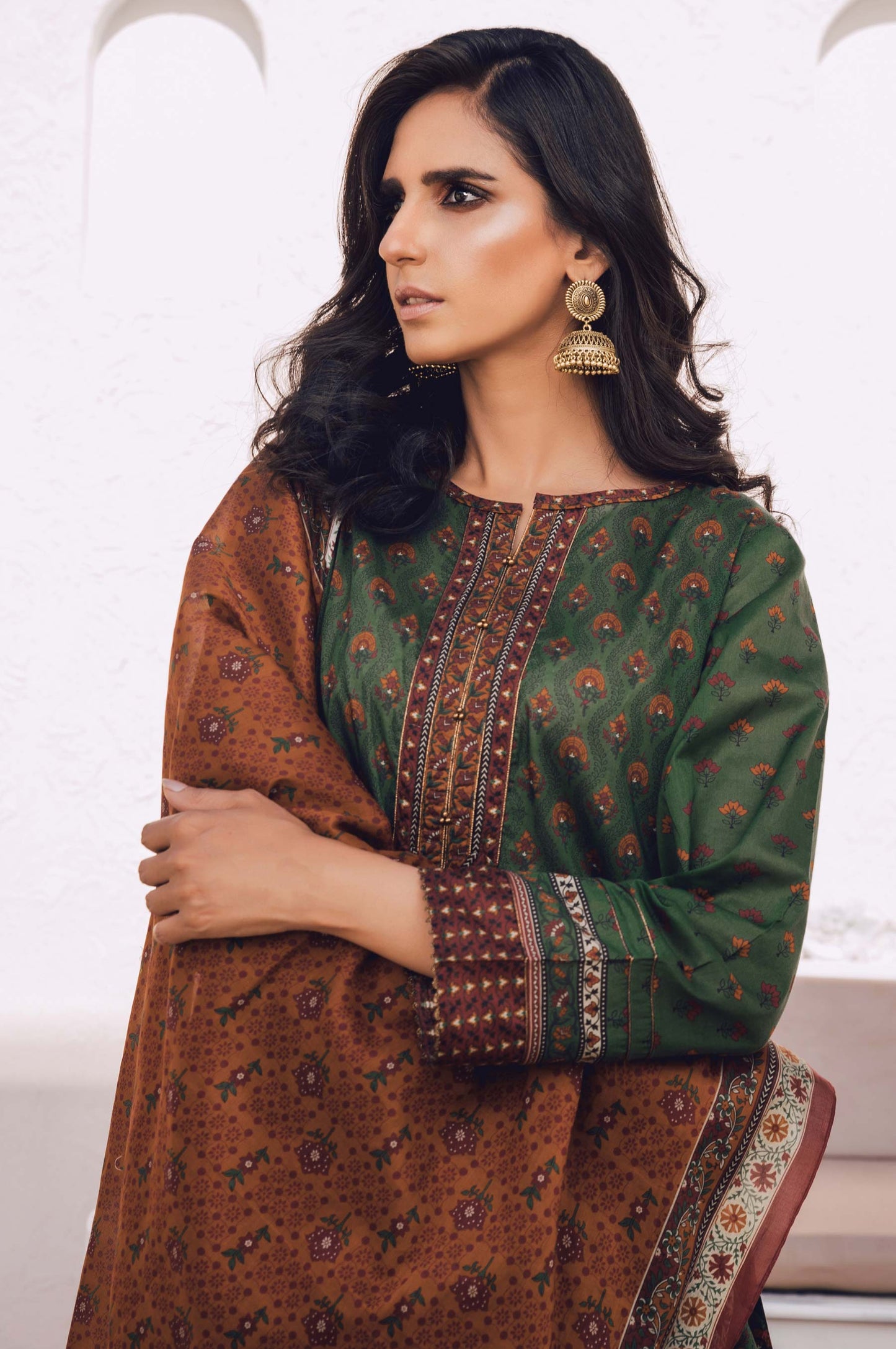 Stitched 2 Piece Printed Lawn Suit with Cotton Net Dupatta