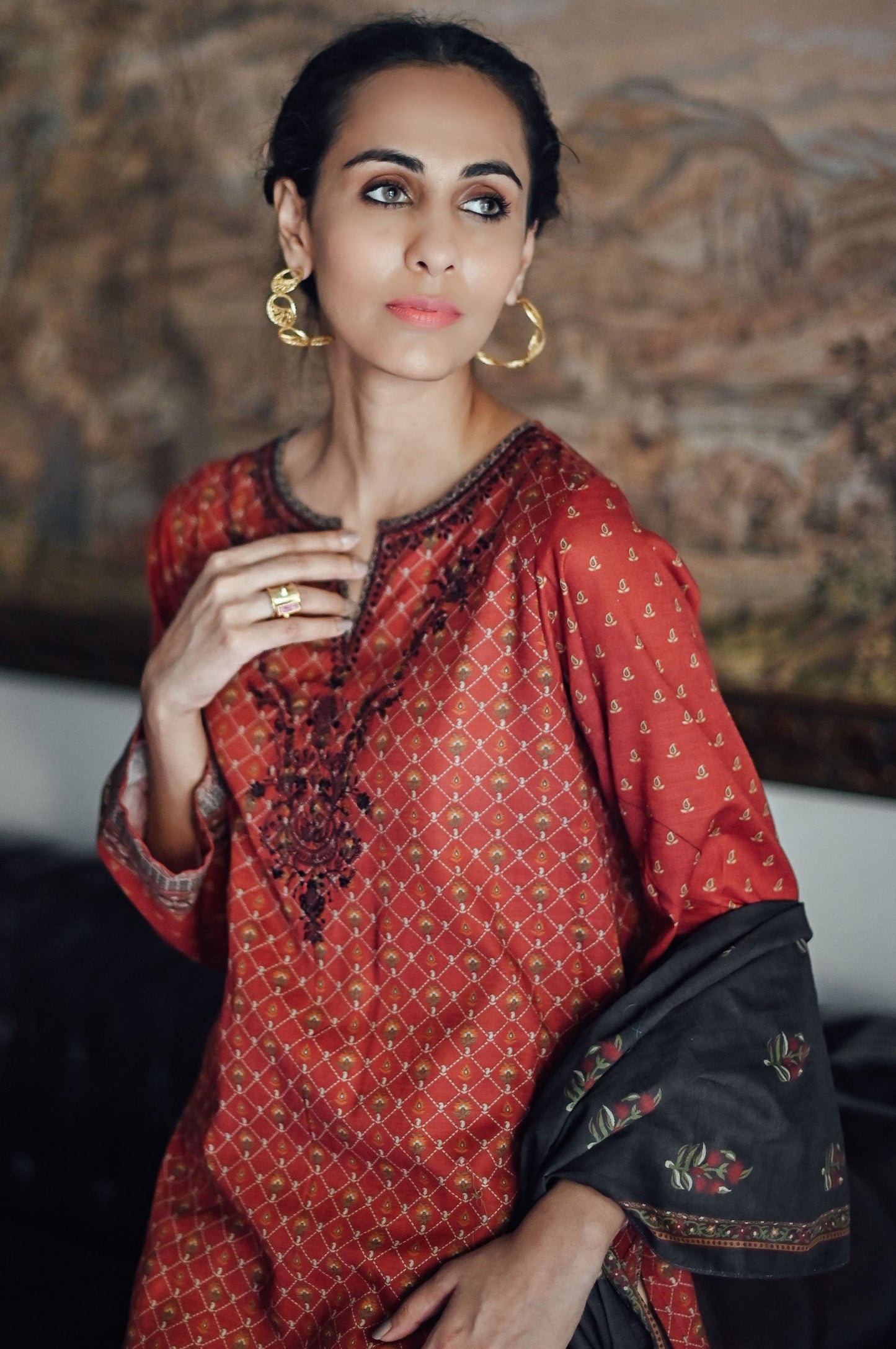 Stitched 2 Piece Embroidered Khaddar Suit