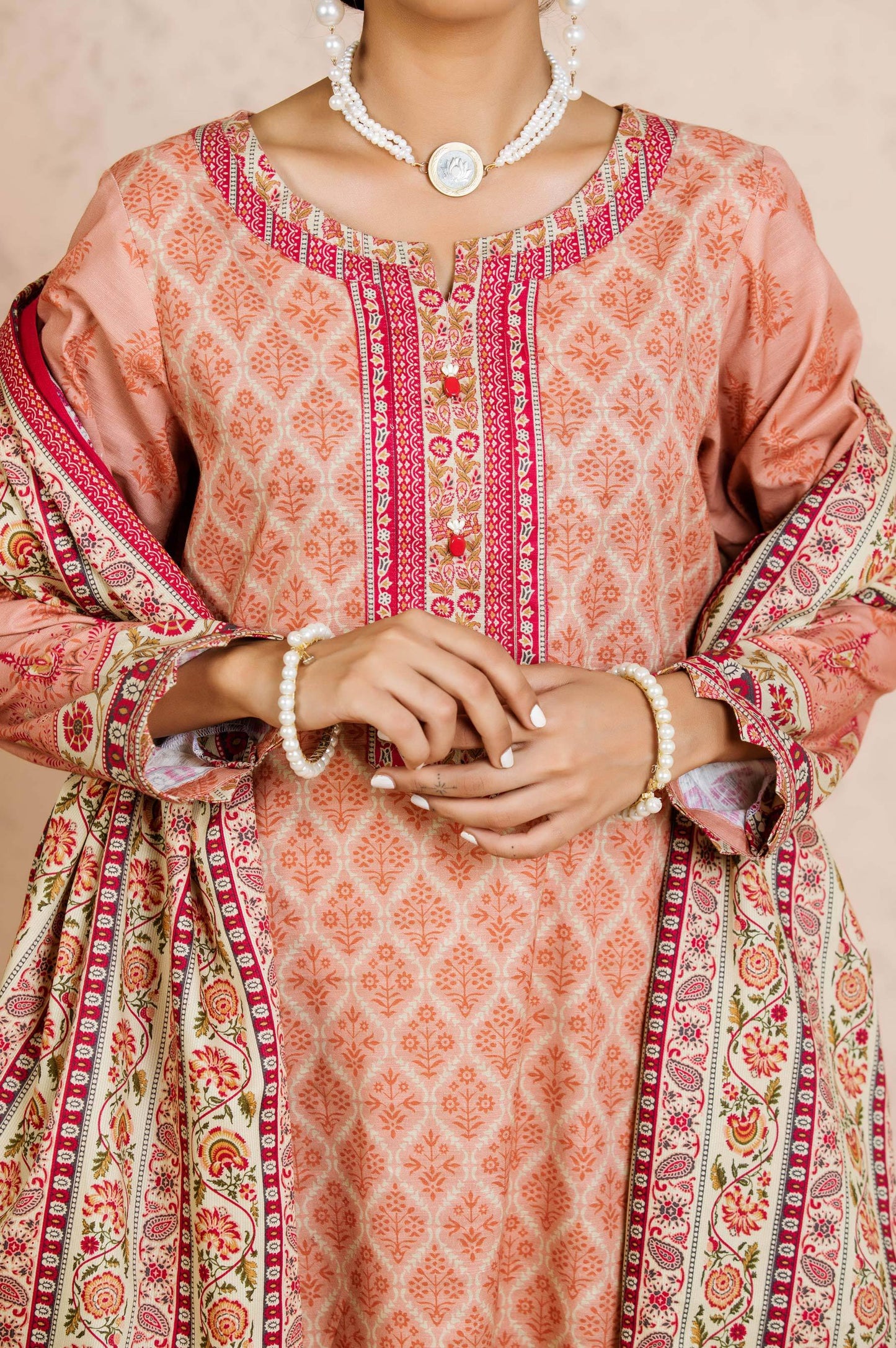 Stitched 2 Piece Printed Cottel Suit