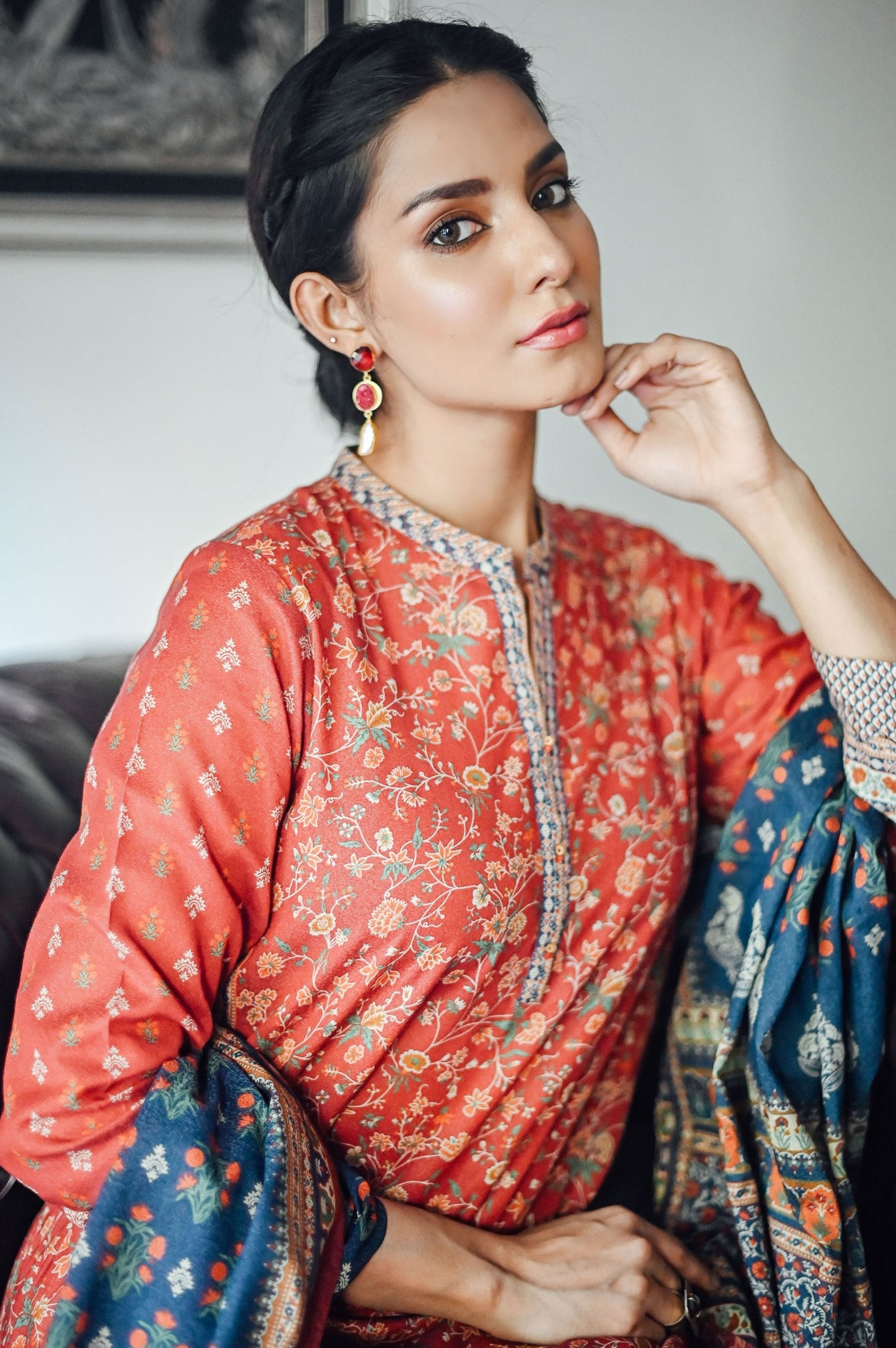Stitched 2 Piece Printed Karandi Suit