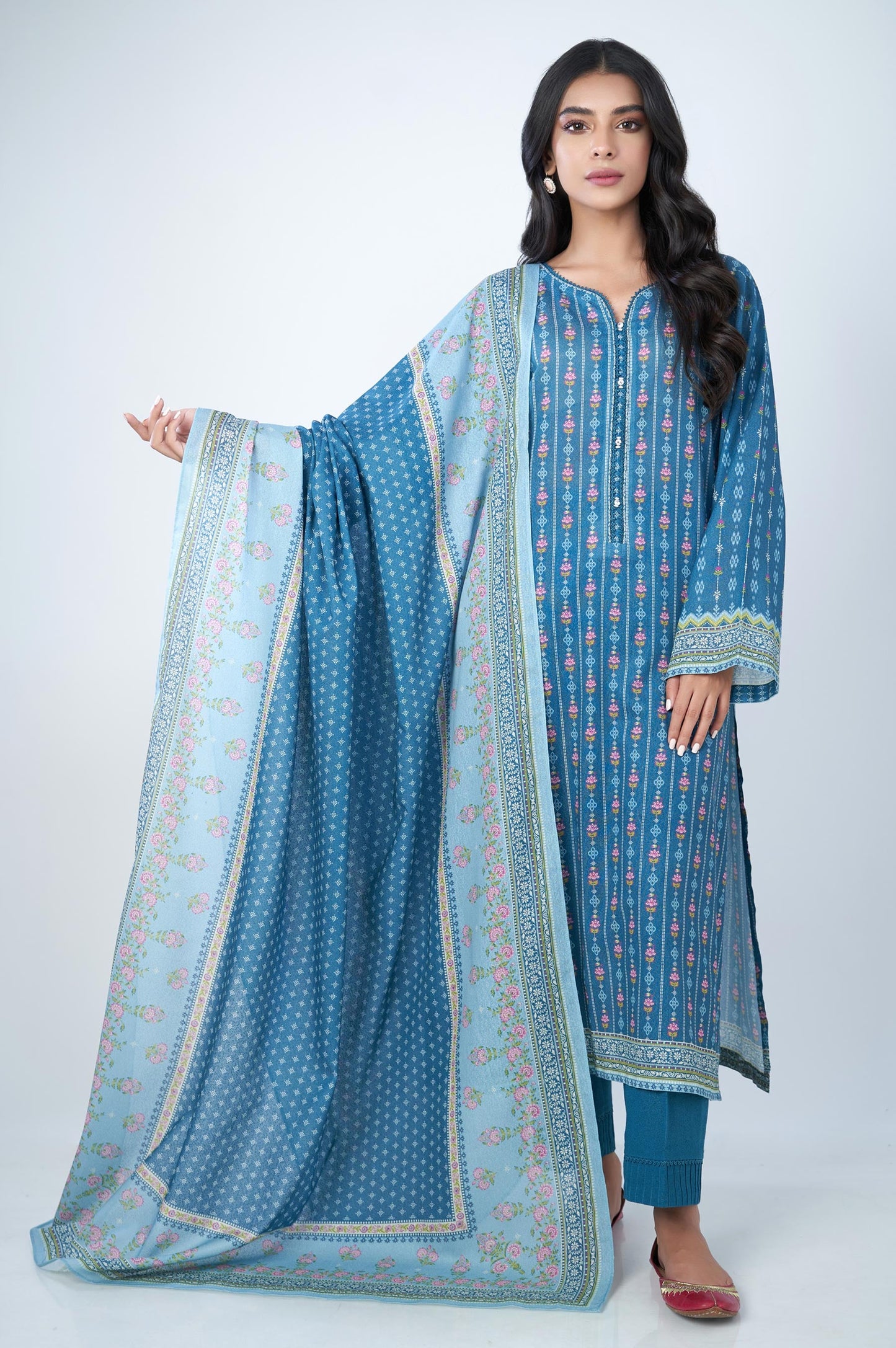 Stitched 2 Piece Printed Karandi Suit