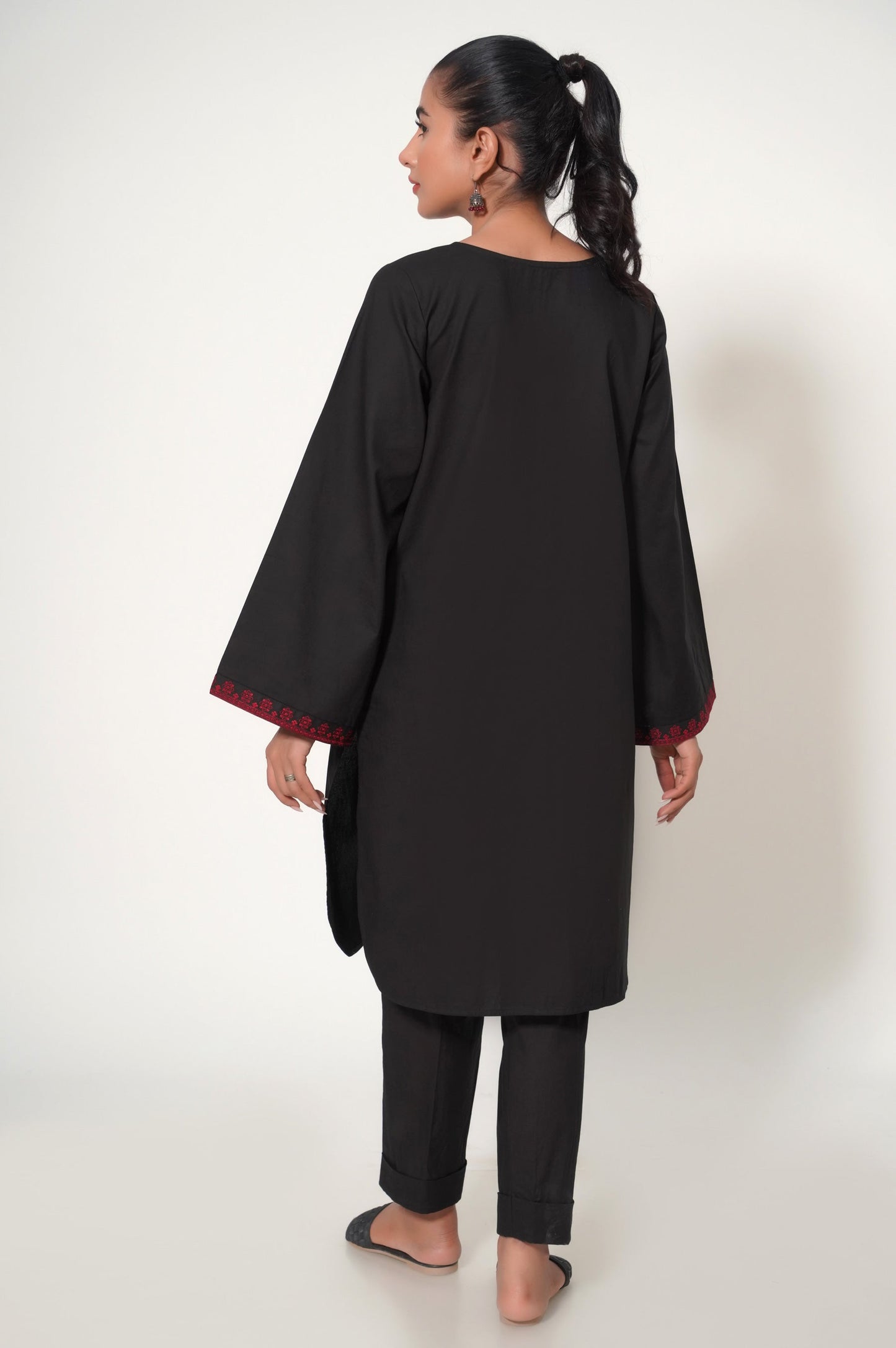 Stitched 2 Piece Embroidered Cambric Suit