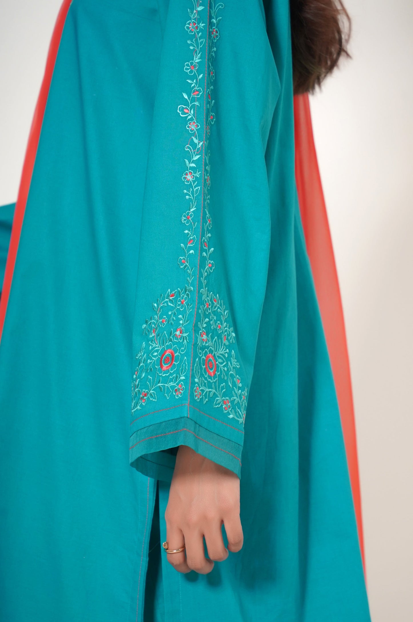 Stitched 2 Piece Embroidered Cambric Suit