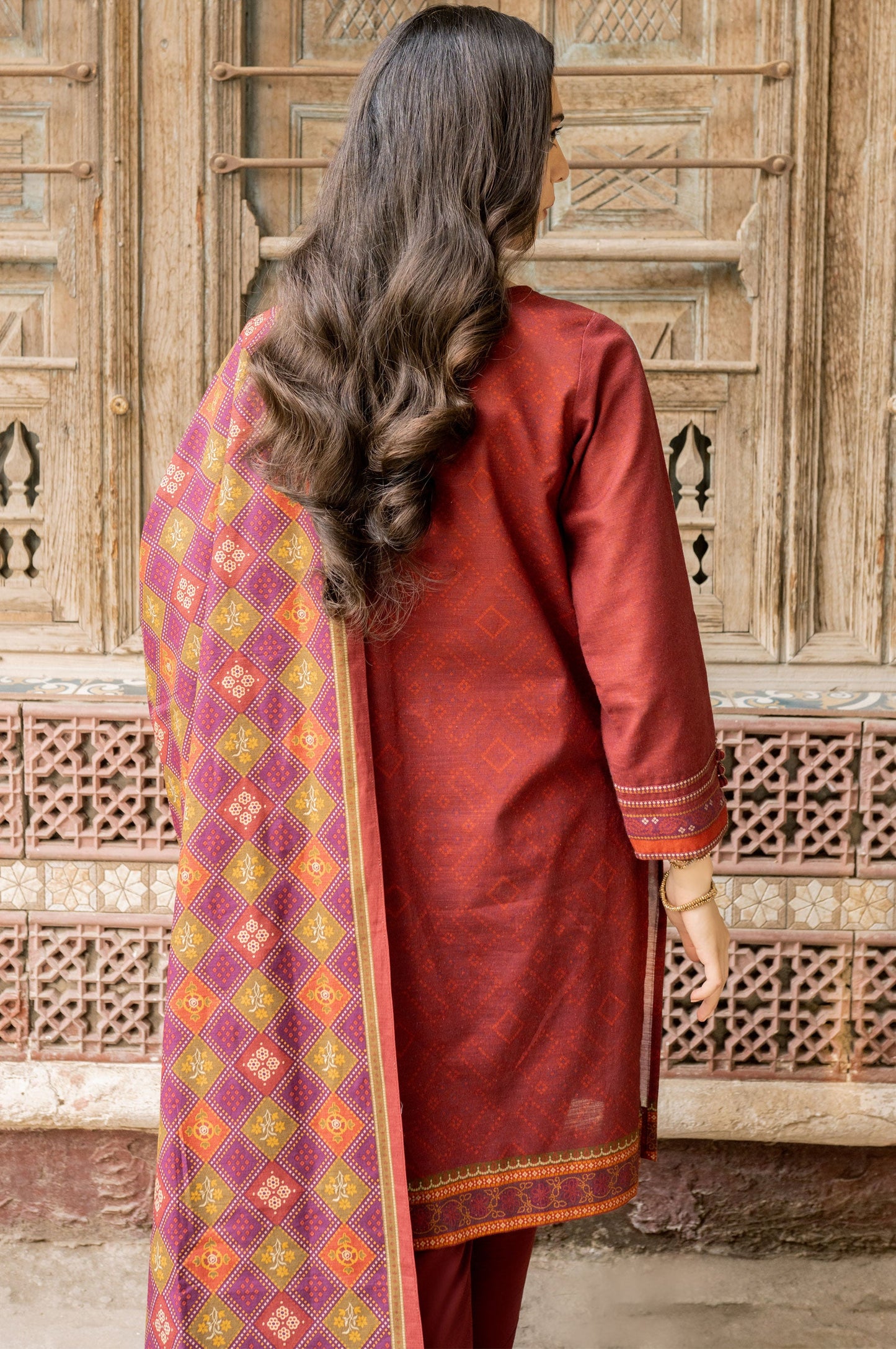 Stitched 3 Piece Embroidered Khaddar Suit