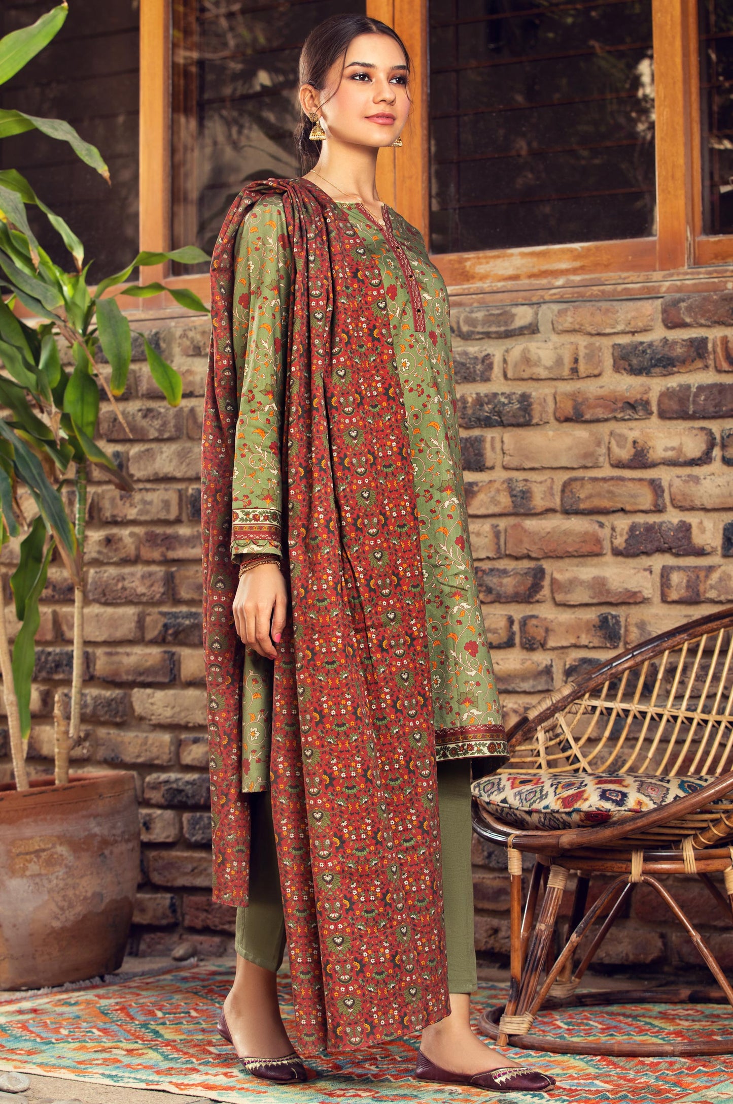 Stitched 3 Piece Printed Cottel Suit